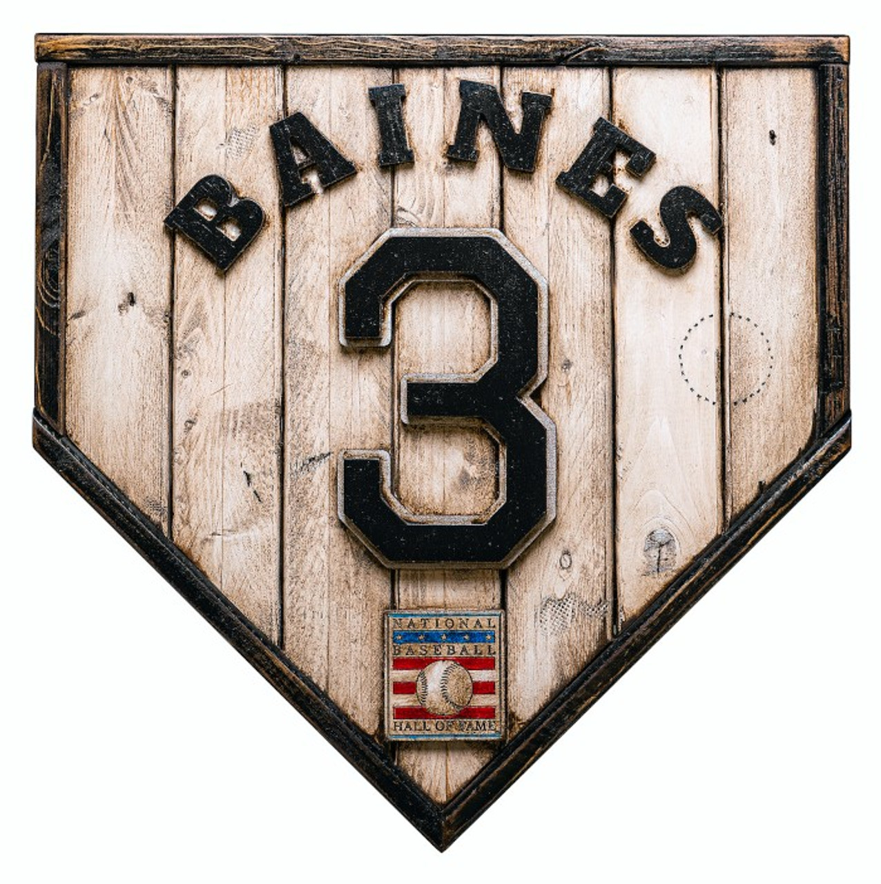 Harold Baines Hall of Fame Vintage Distressed Wood 18.5 Inch Legacy Home  Plate Ltd Ed of 250