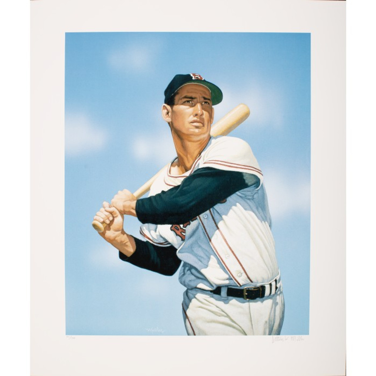 Ted Williams Autographed 1947 Triple Crown 25 x 23.5 Lithograph Artist  Proof by Lewis Watkins (JSA