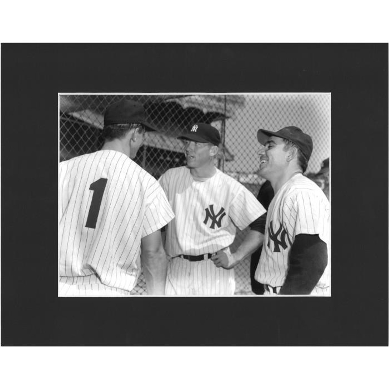 The New York Yankees Roger Maris, Yogi Berra, and Mickey Mantle in an 11x14  Classic Black and White Photograph.