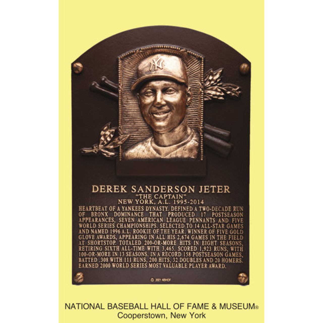Derek Jeter Baseball Hall of Fame Plaque Postcard