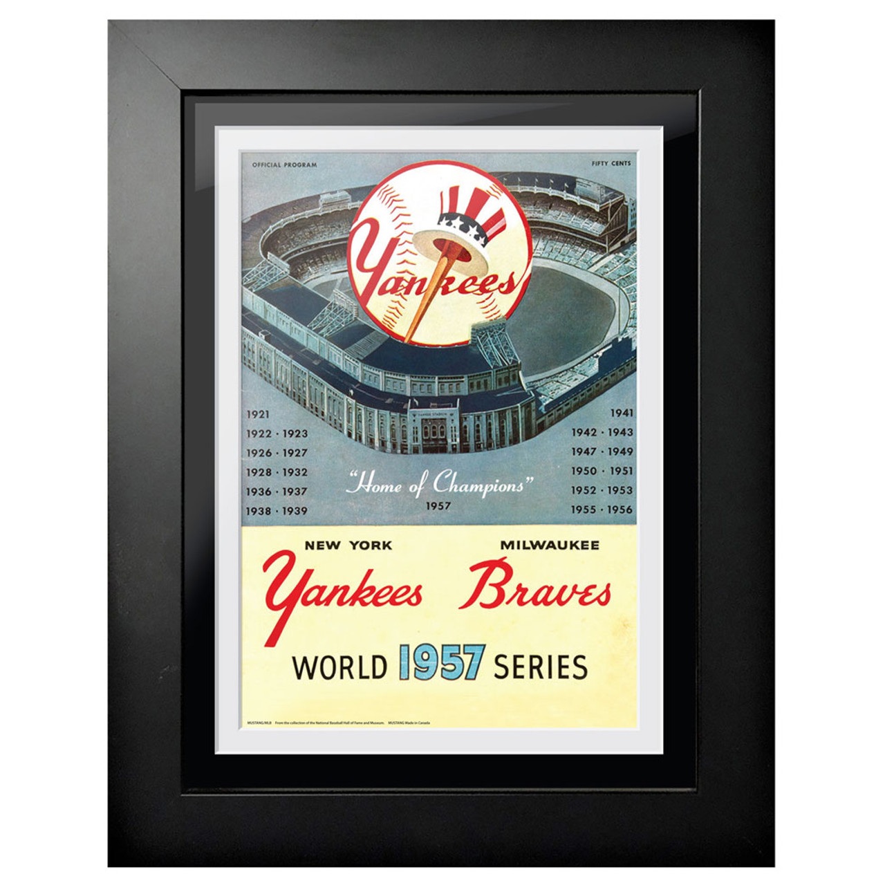 1957 World Series Program Milwaukee Braves vs Yankees Mickey Mantle Hank  Aaron