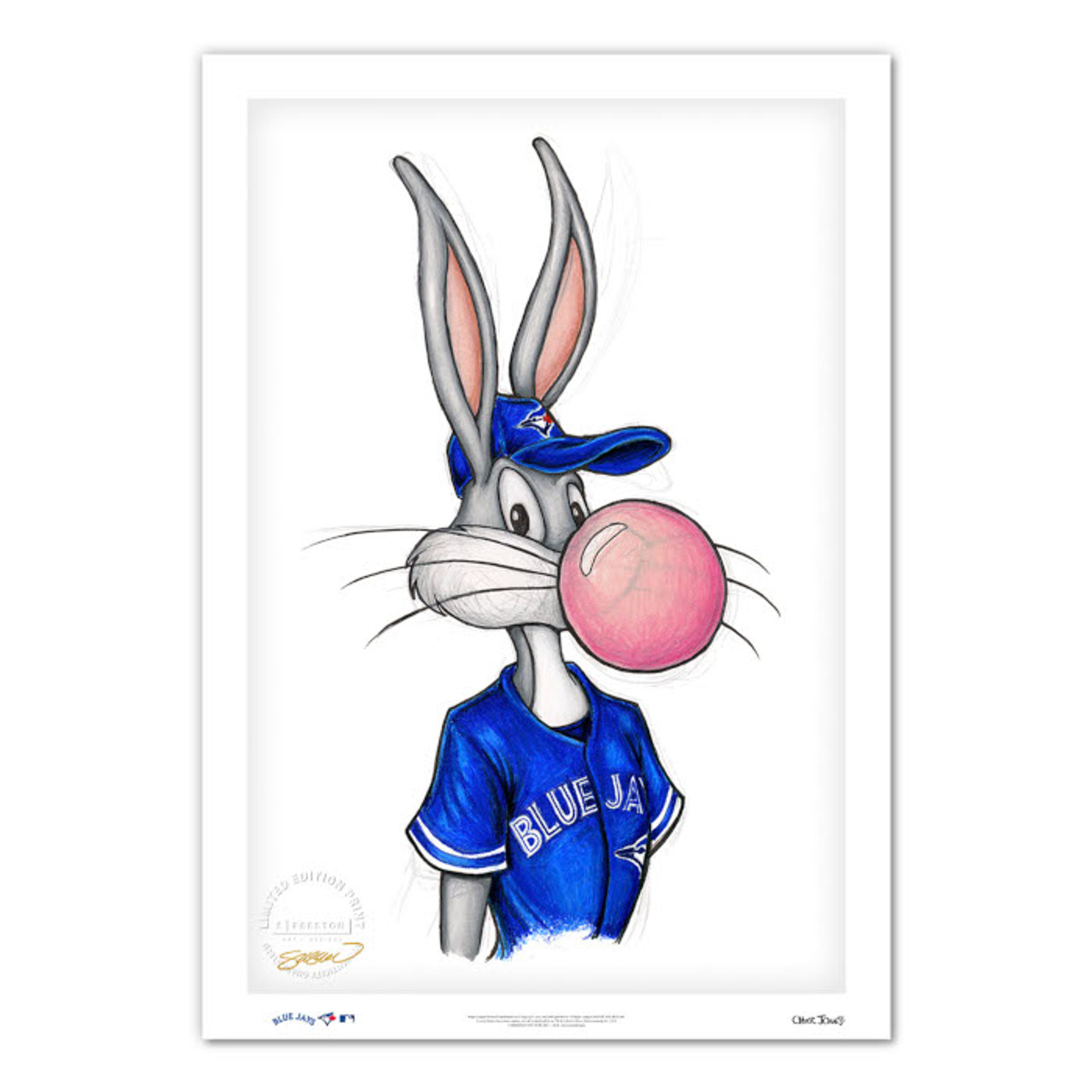 Toronto Blue Jays Bubblegum Bugs Minimalist Looney Tunes Collection 14 x 20  Fine Art Print by artist S. Preston - Ltd Ed of 100