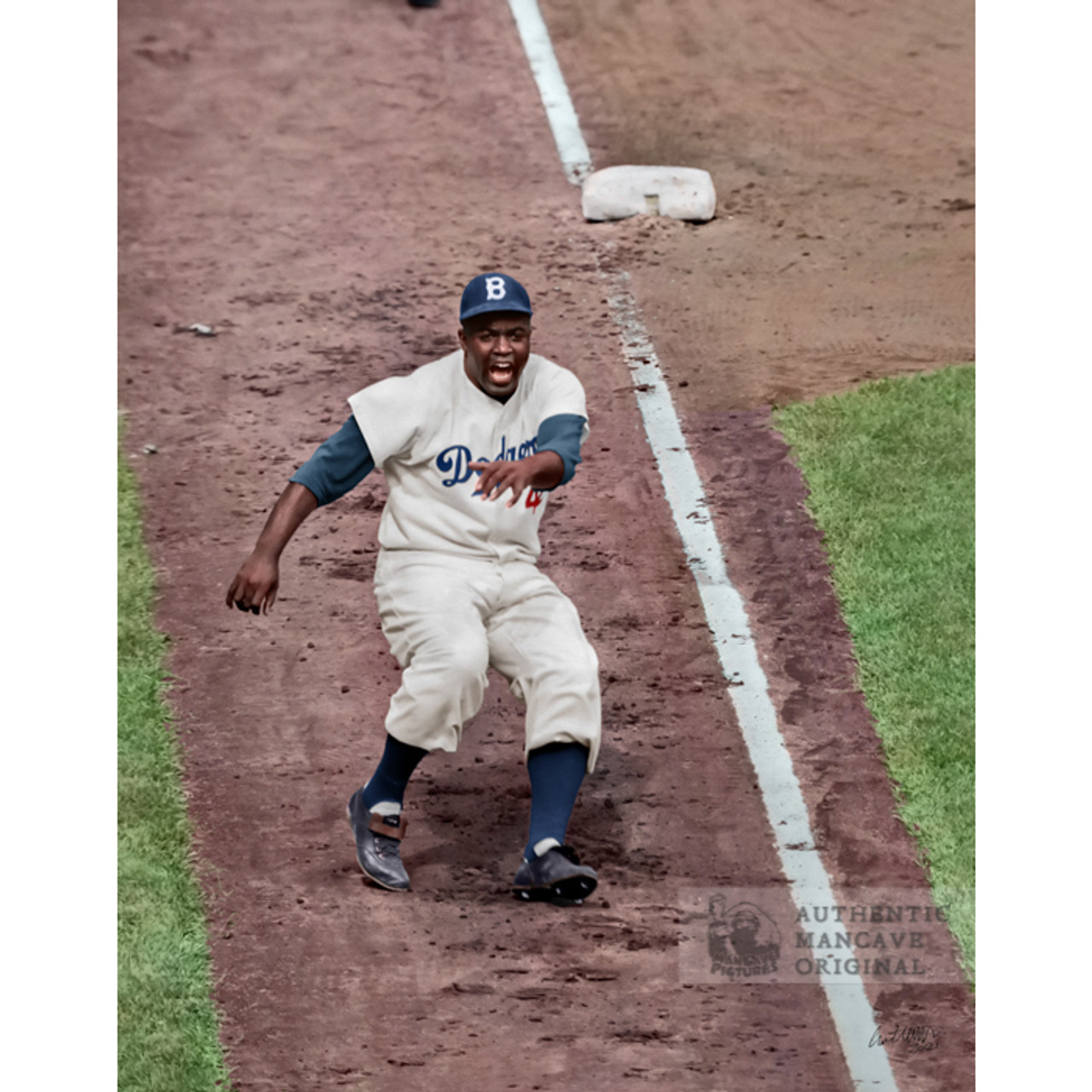 Jackie Robinson 1947 Brooklyn Dodgers Clubhouse 11 x 14 Colorized Print