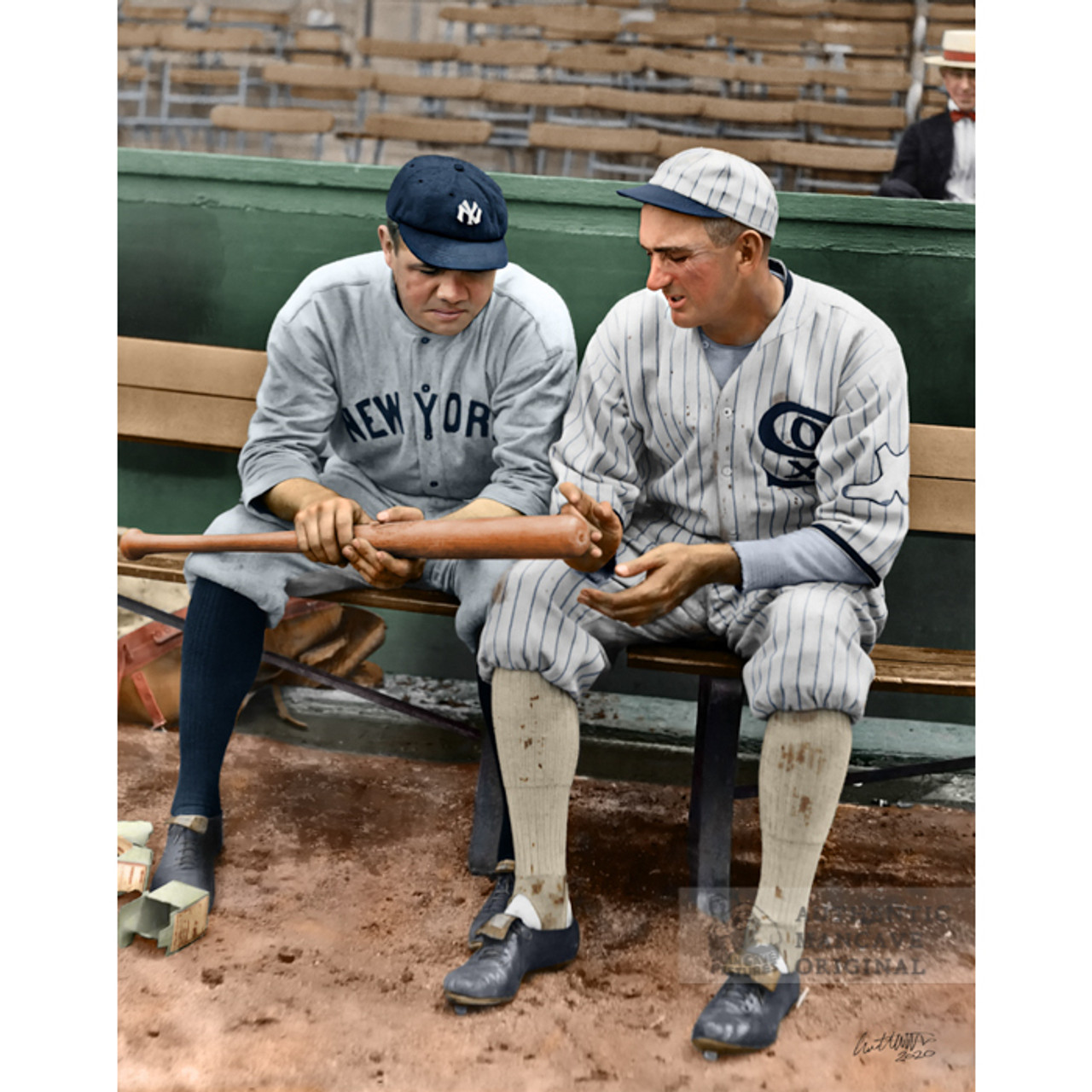 Babe Ruth as a Boston Brave poses with Red Sox players