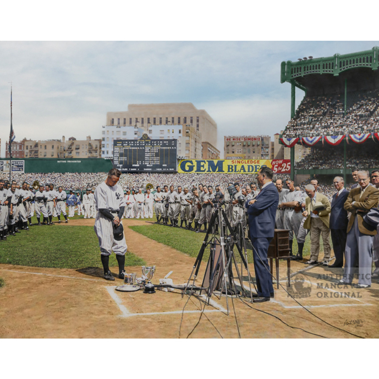 Lou Gehrig New York Yankees 1939 Speech 11 x 14 Colorized Print