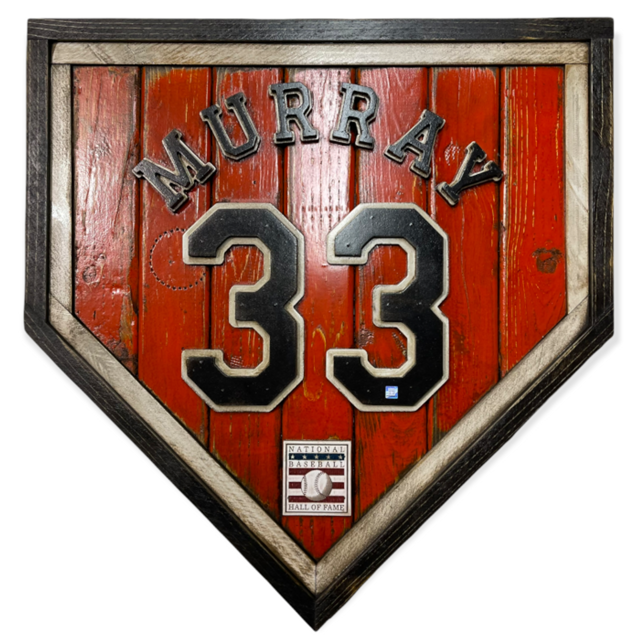Eddie Murray Hall of Fame Vintage Distressed Wood 20 Inch Heritage Orange  Home Plate