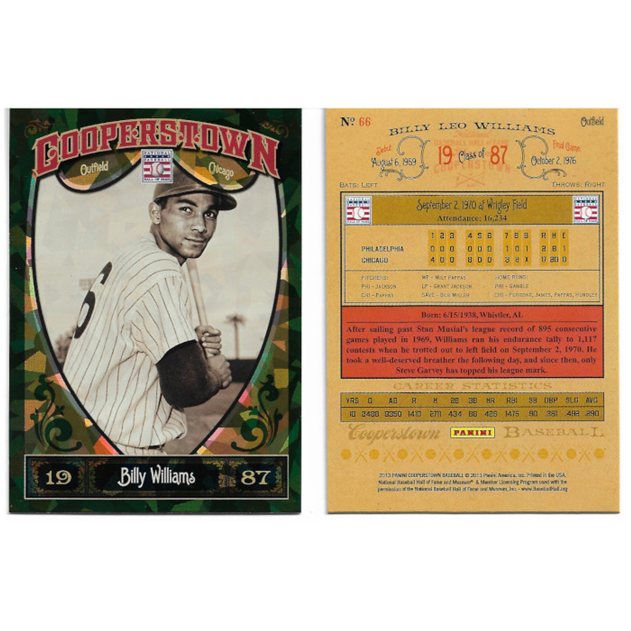 billy williams baseball card