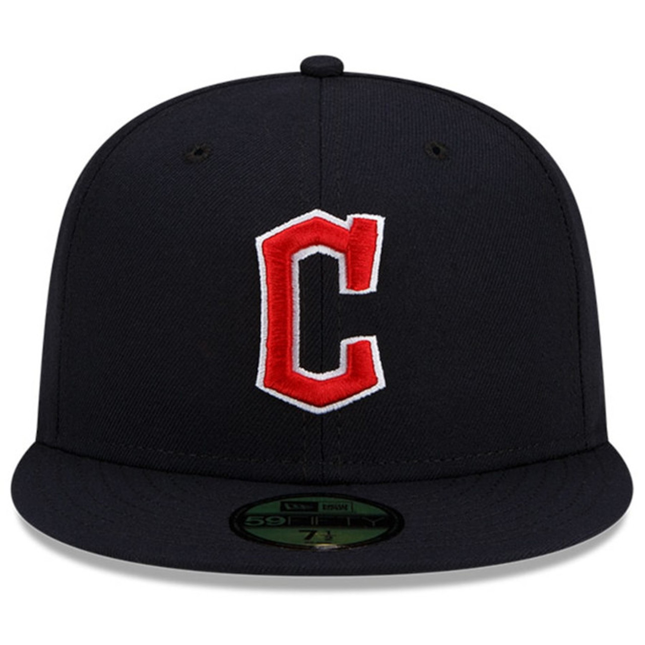 Men's New Era Cleveland Guardians Navy Road On-Field 59FIFTY Fitted Cap