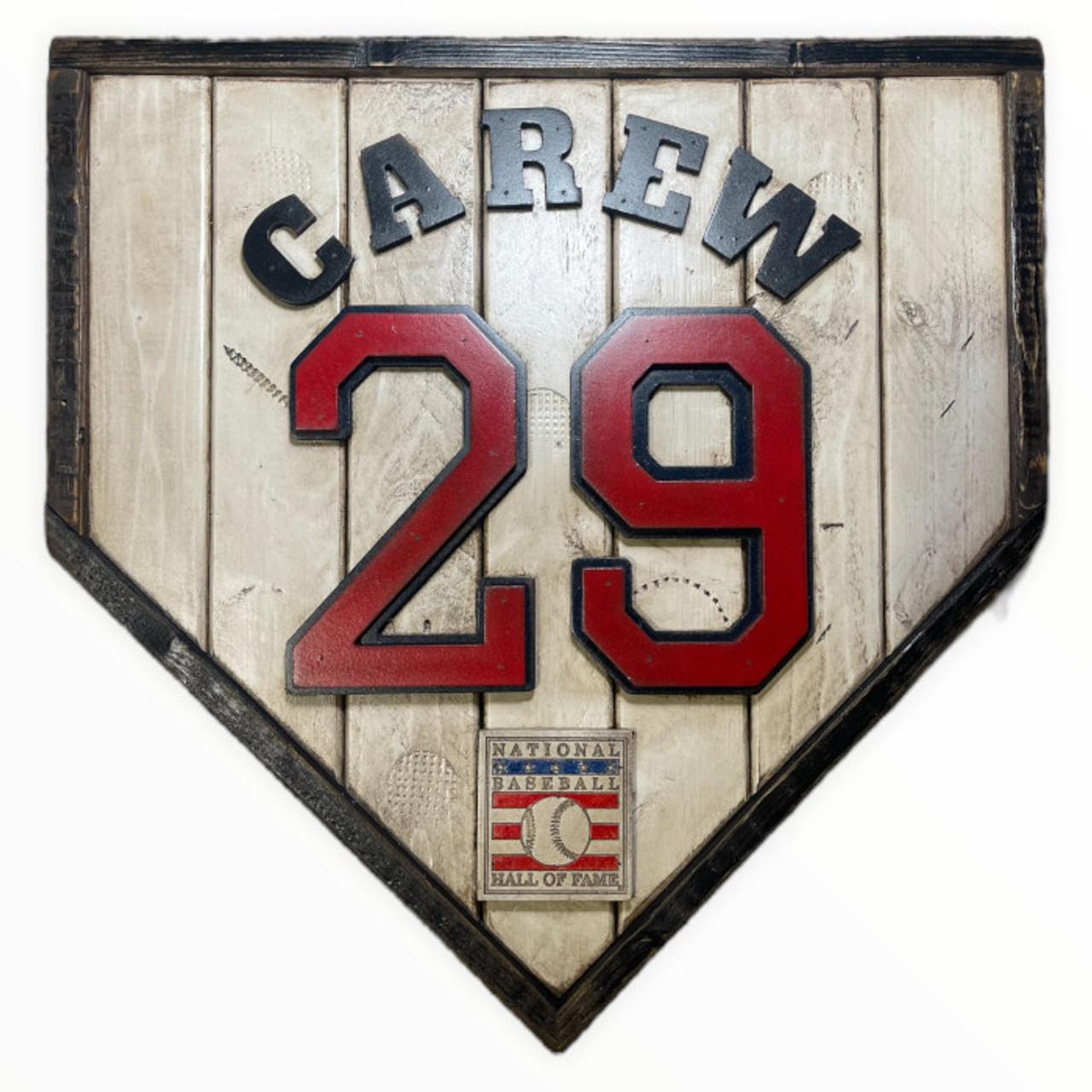 Rod Carew Hall of Fame Vintage Distressed Wood 18.5 Inch Legacy Home Plate  Ltd Ed of 250