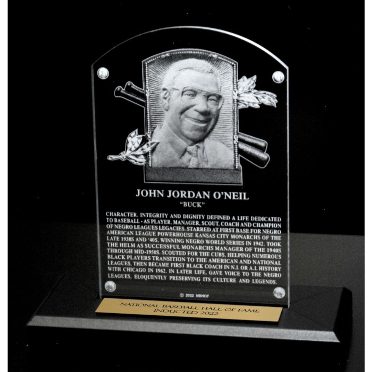 Buck O'Neil Acrylic Replica Hall of Fame Plaque