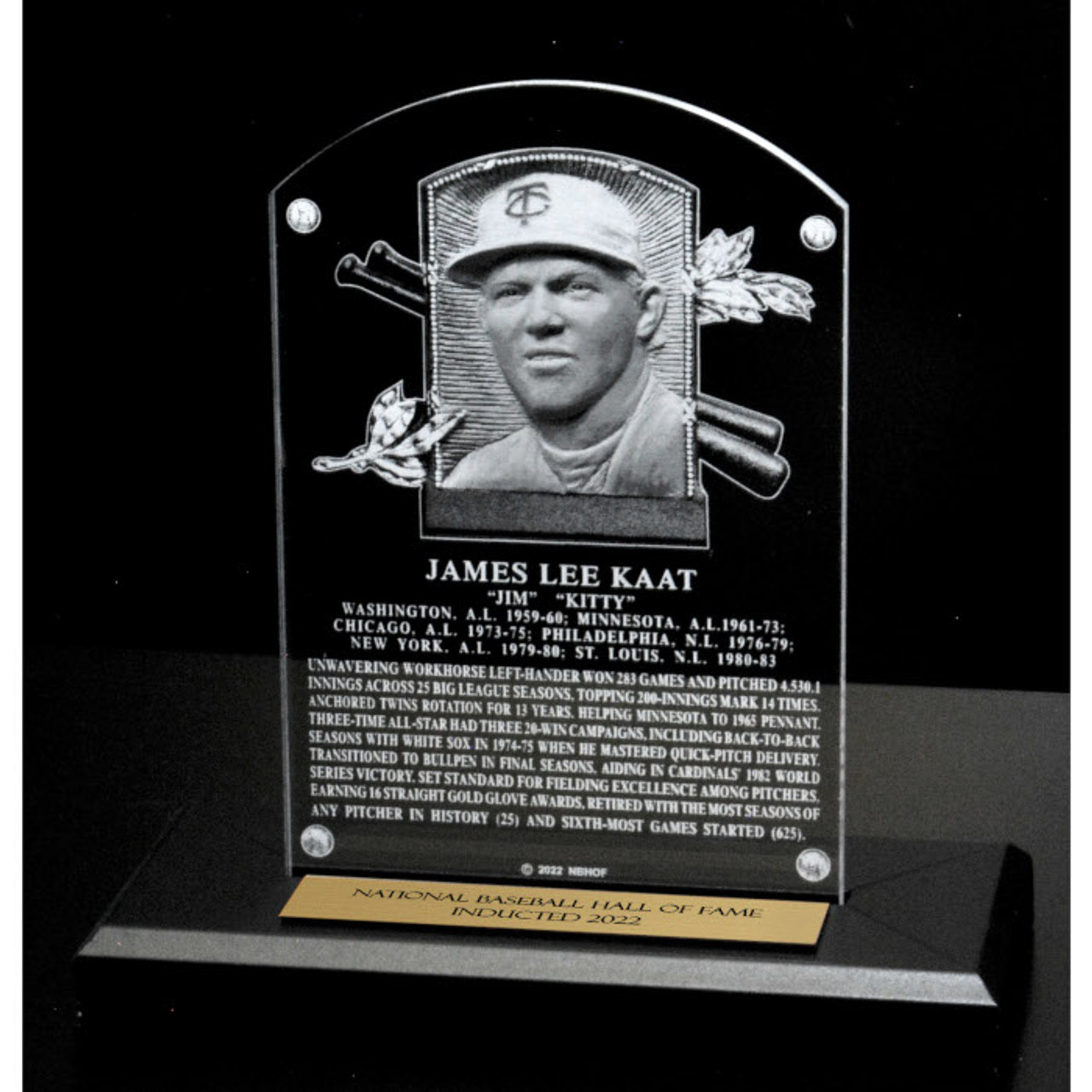 Jim Kaat Acrylic Replica Hall of Fame Plaque
