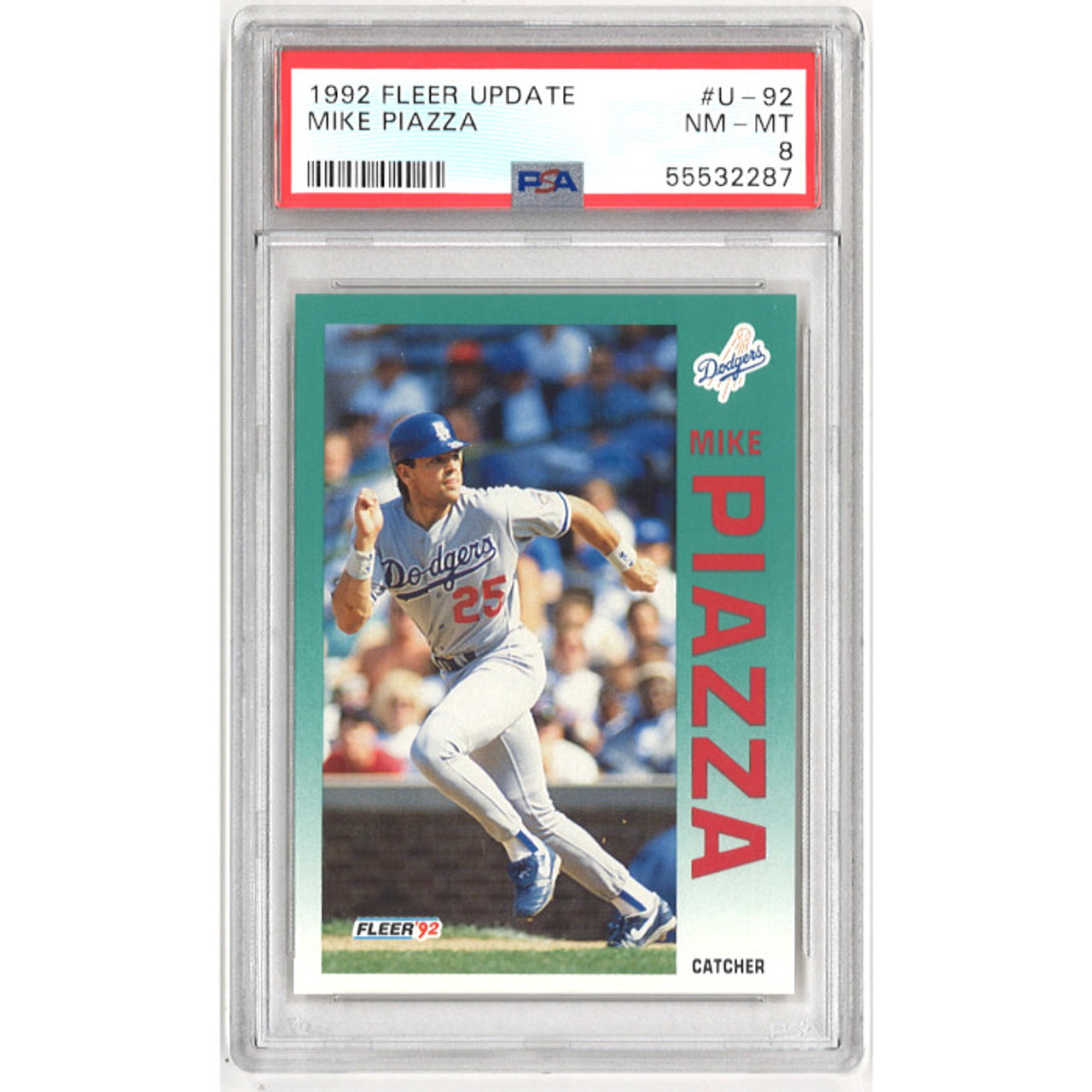 Mike Piazza Los Angeles Dodgers 1992 Fleer Update # 92 Rookie Card PSA 8