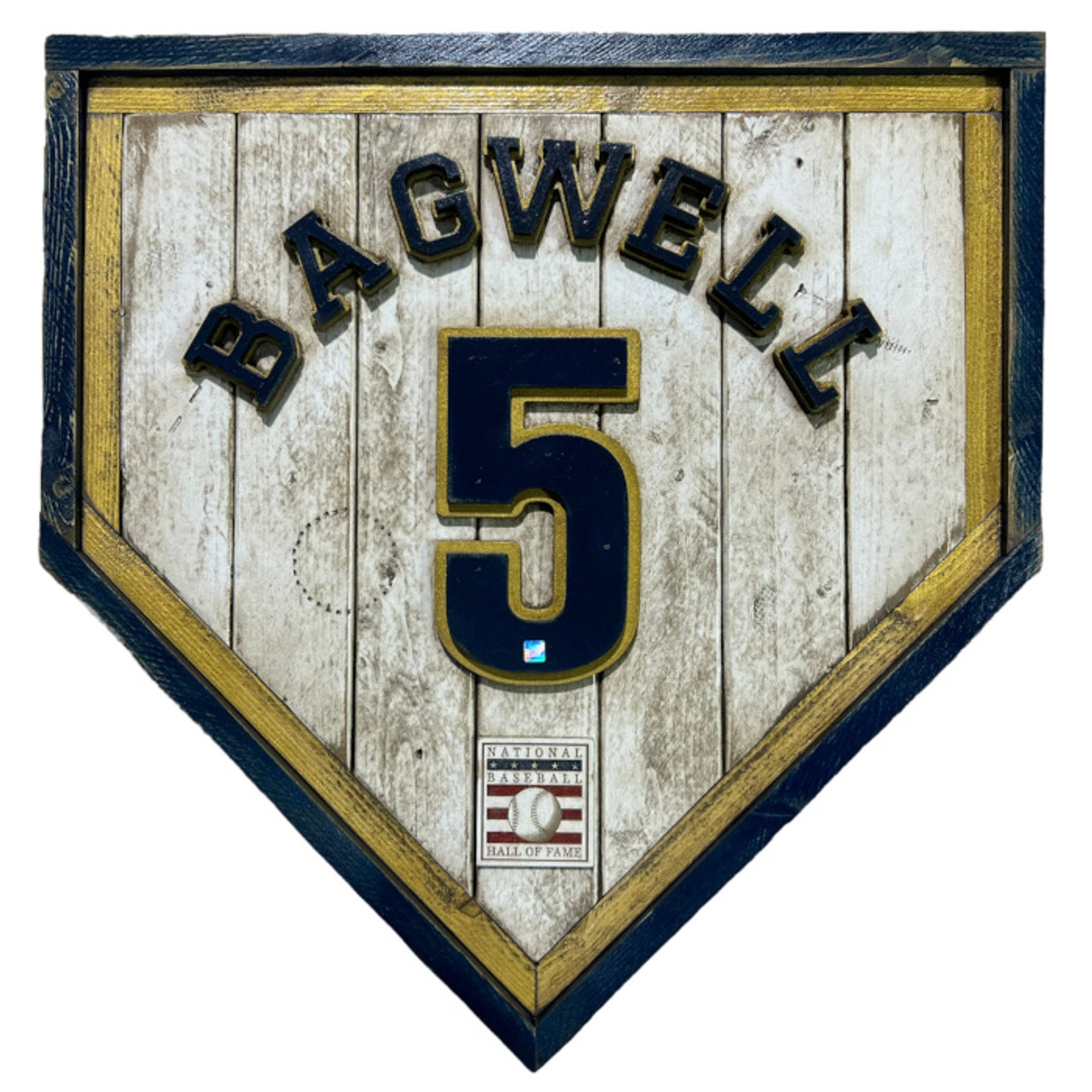 Jeff Bagwell Hall of Fame Vintage Distressed Wood 20 Inch Heritage Natural  Home Plate