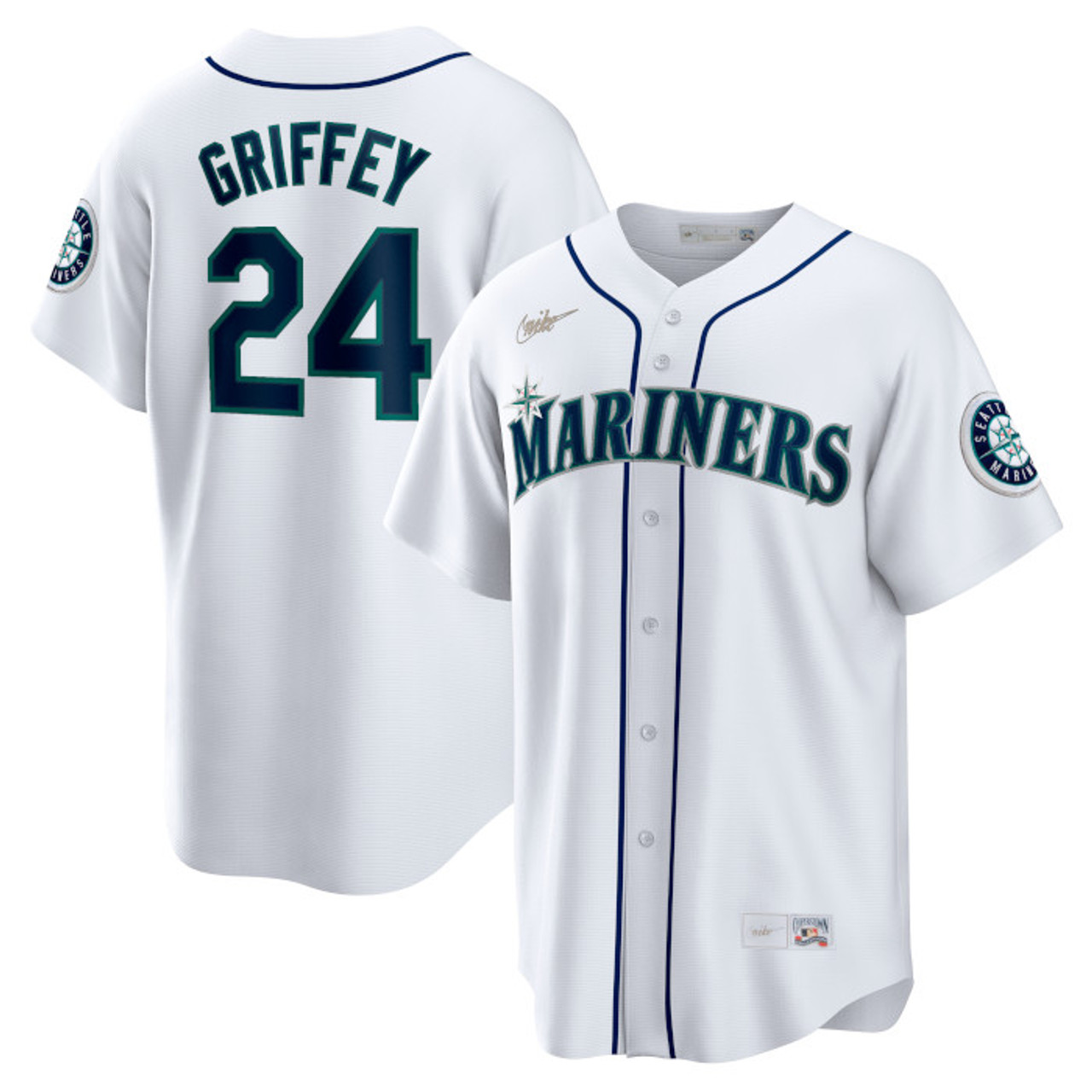 Men's Nike Ken Griffey Jr Seattle Mariners Cooperstown Collection White and  Navy Jersey