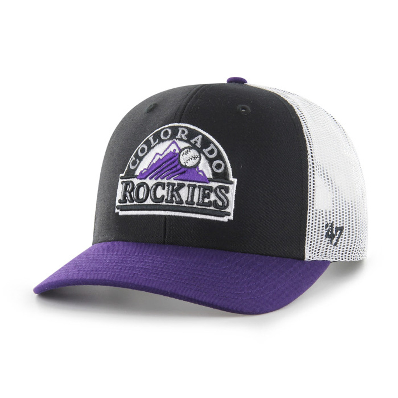 Men's '47 Brand Colorado Rockies Side Note Black and Purple Adjustable  Trucker Cap
