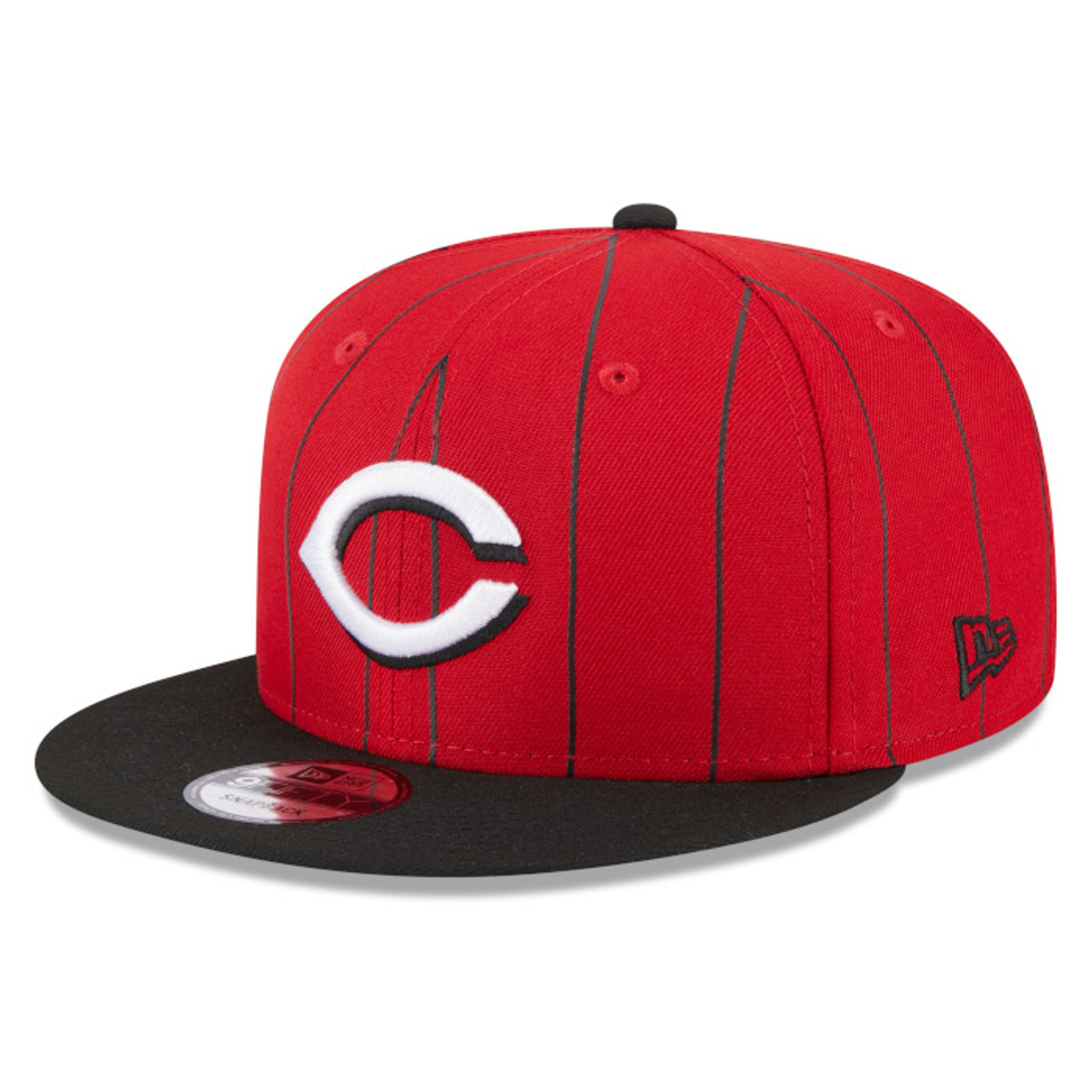 Men’s New Era Cincinnati Reds Vintage Pinstripe 9FIFTY Snapback Adjustable  Red and Black Cap