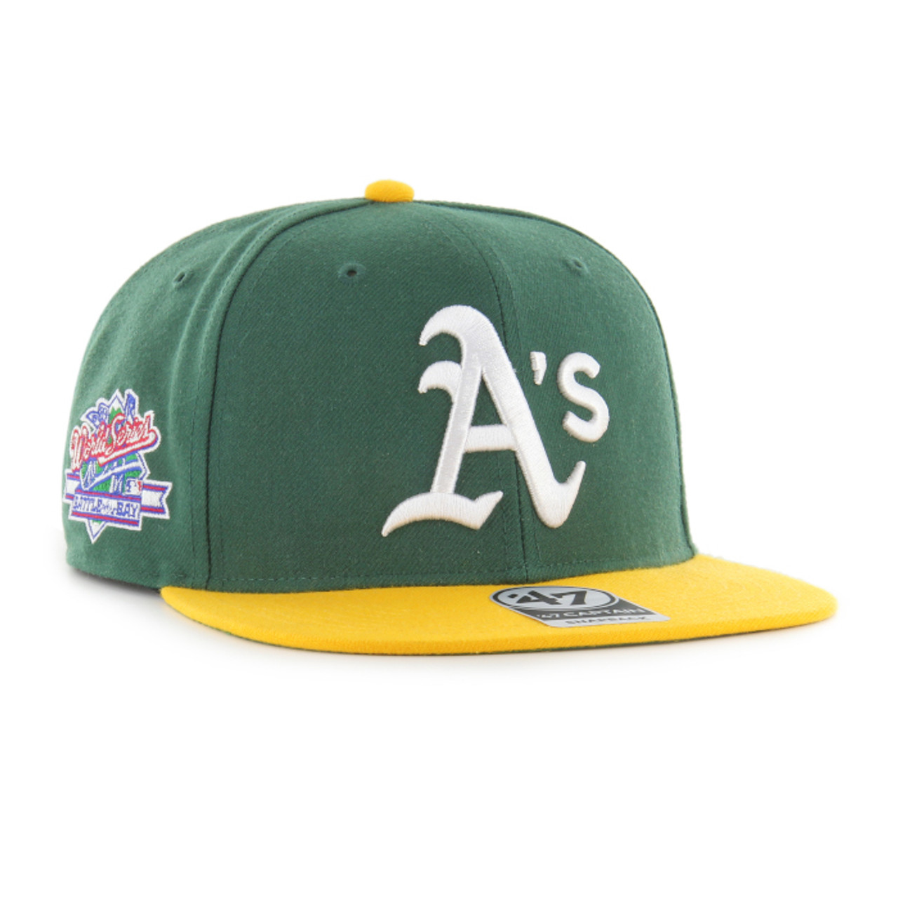Men's '47 Brand Oakland Athletics 1989 World Series Patch Cooperstown  Collection Sure Shot Green Snapback Adjustable