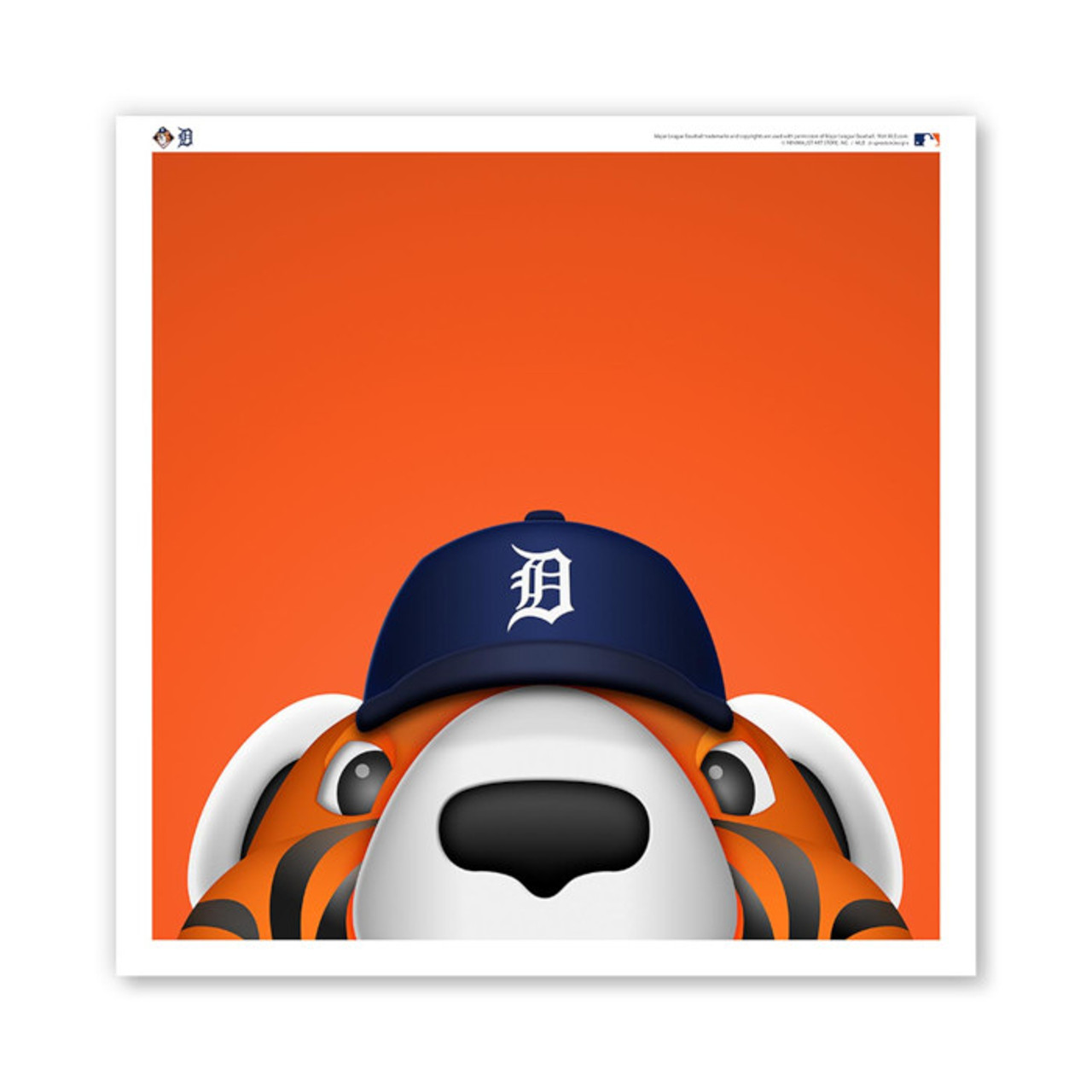 Detroit Tigers Paws Minimalist MLB Mascots Collection 12 x 12 Fine Art Print by artist S