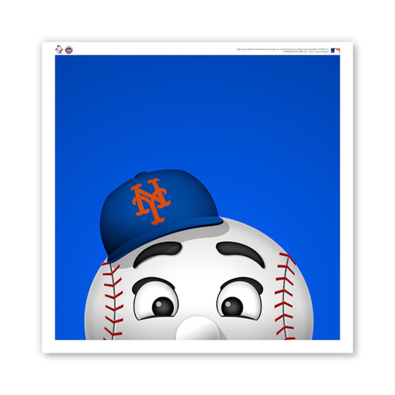 New York Mets Mr Met Minimalist MLB Mascots Collection 12 x 12 Fine Art