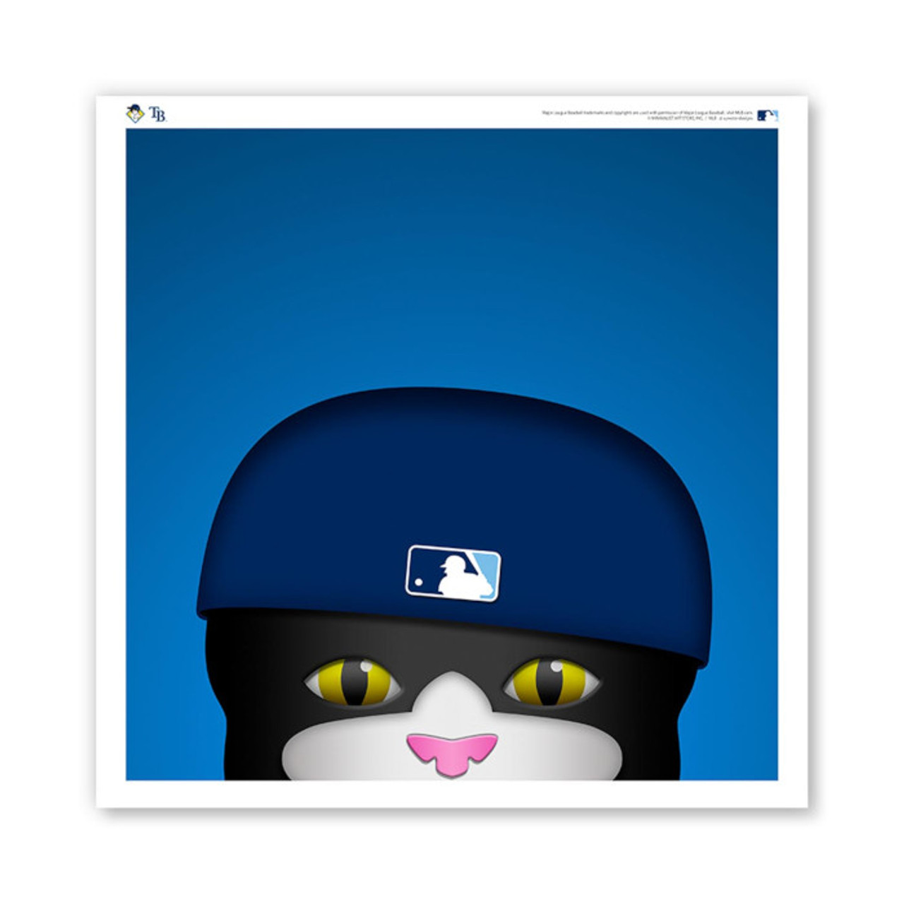 Tampa Bay Rays DJ Kitty Minimalist MLB Mascots Collection 12 x 12 Fine Art  Print by artist S. Preston