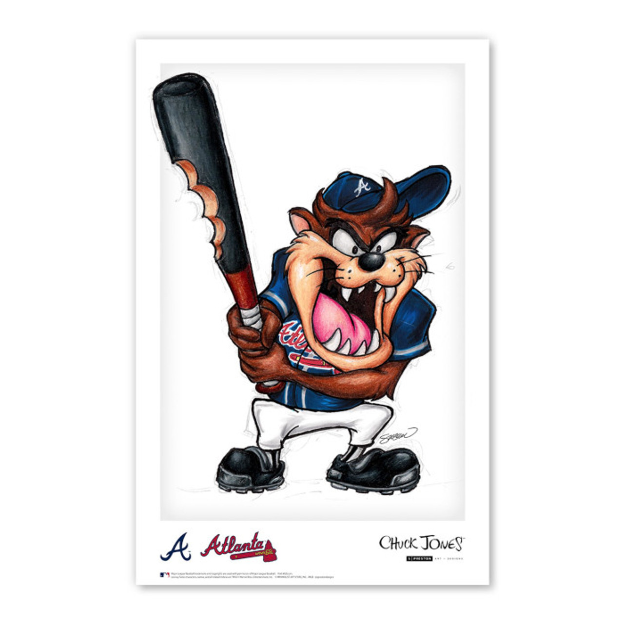 Atlanta Braves Retro Baseball Caricature T Shirt