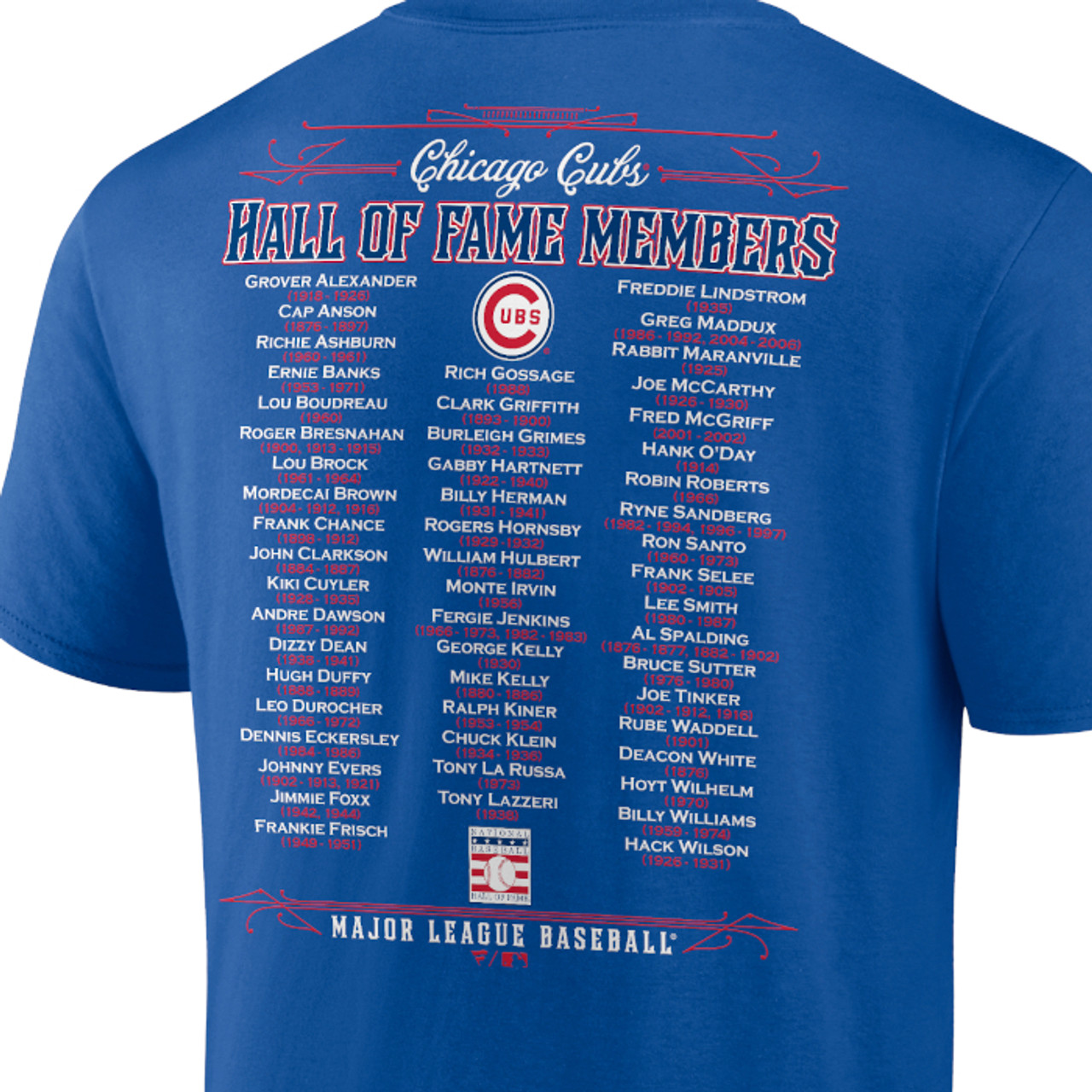 Men's Chicago Cubs Royal Team Hall of Famer Roster T-Shirt