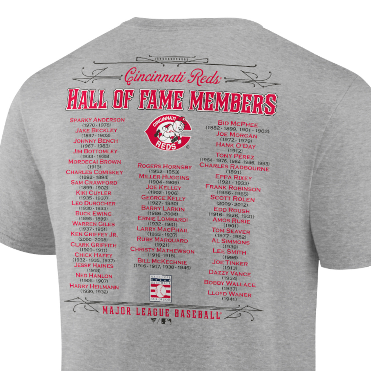 Men's Cincinnati Reds Heather Grey Hall of Famer Roster T-Shirt