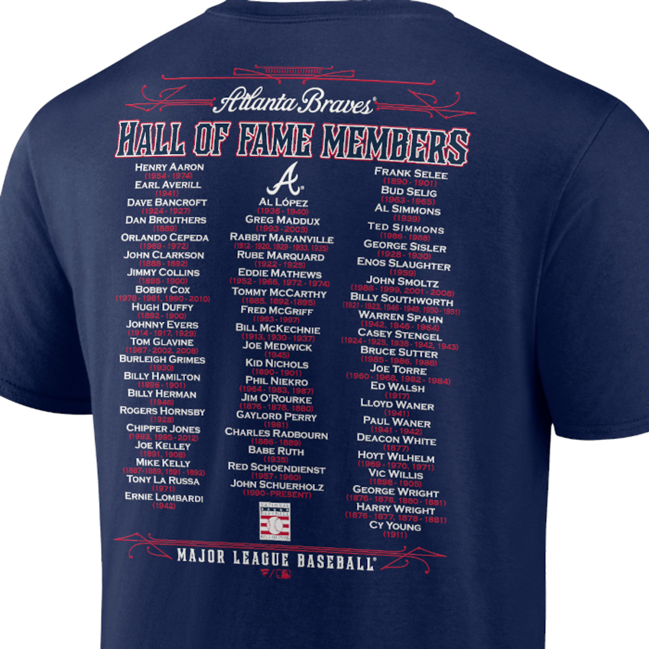 Men’s Atlanta Braves Navy Team Hall of Famer Roster T-Shirt