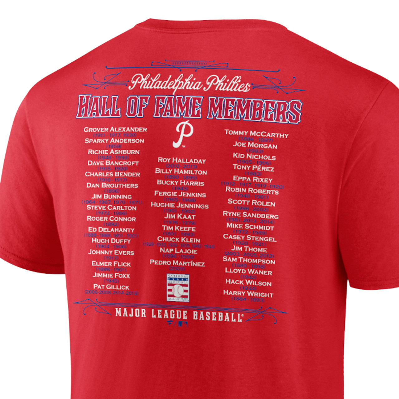 Men's Philadelphia Phillies Red Team Hall of Famer Roster T-Shirt