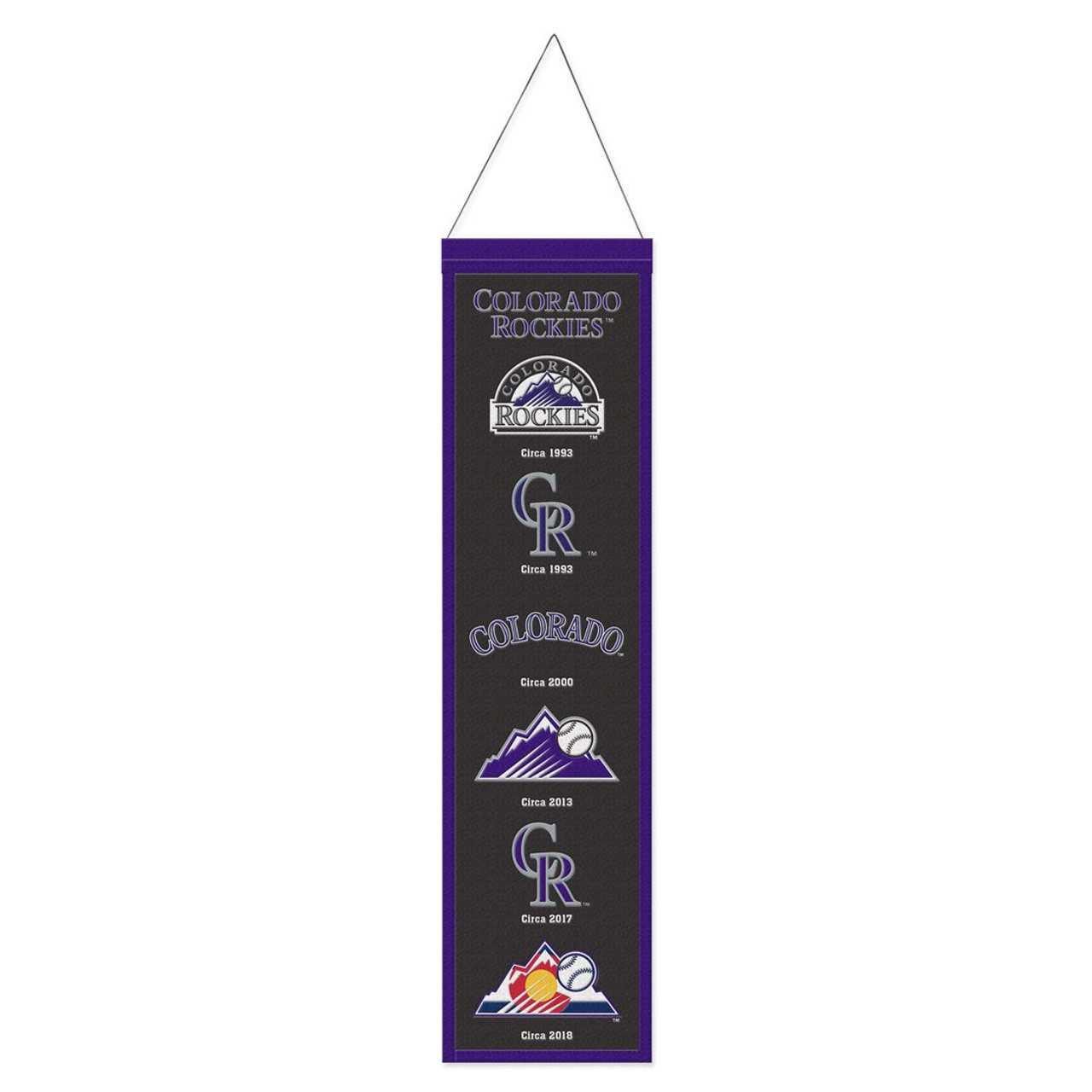 Colorado Rockies 8” x 32” Hanging Team Logo Evolution Banner