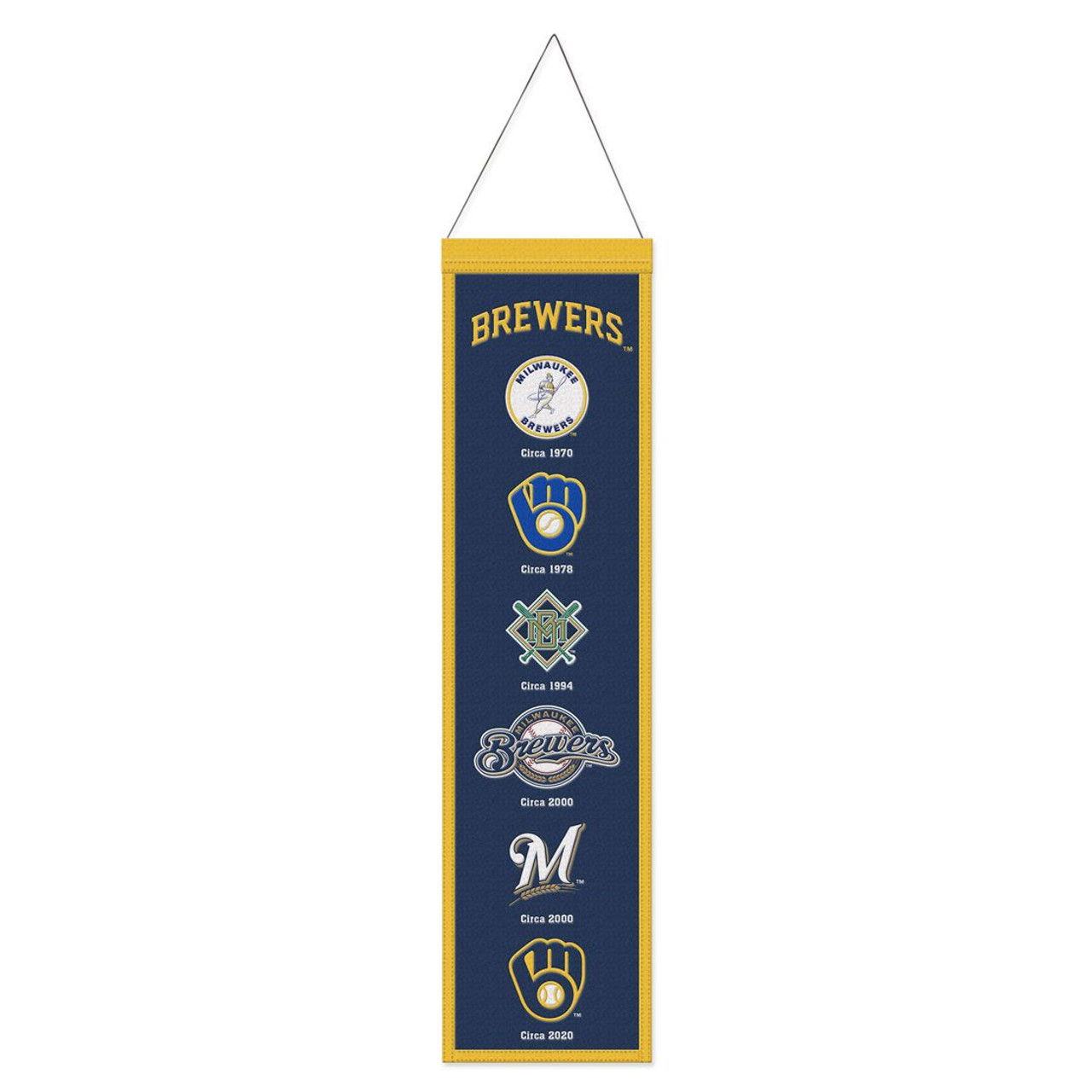 Milwaukee Brewers 8” x 32” Hanging Team Logo Evolution Banner