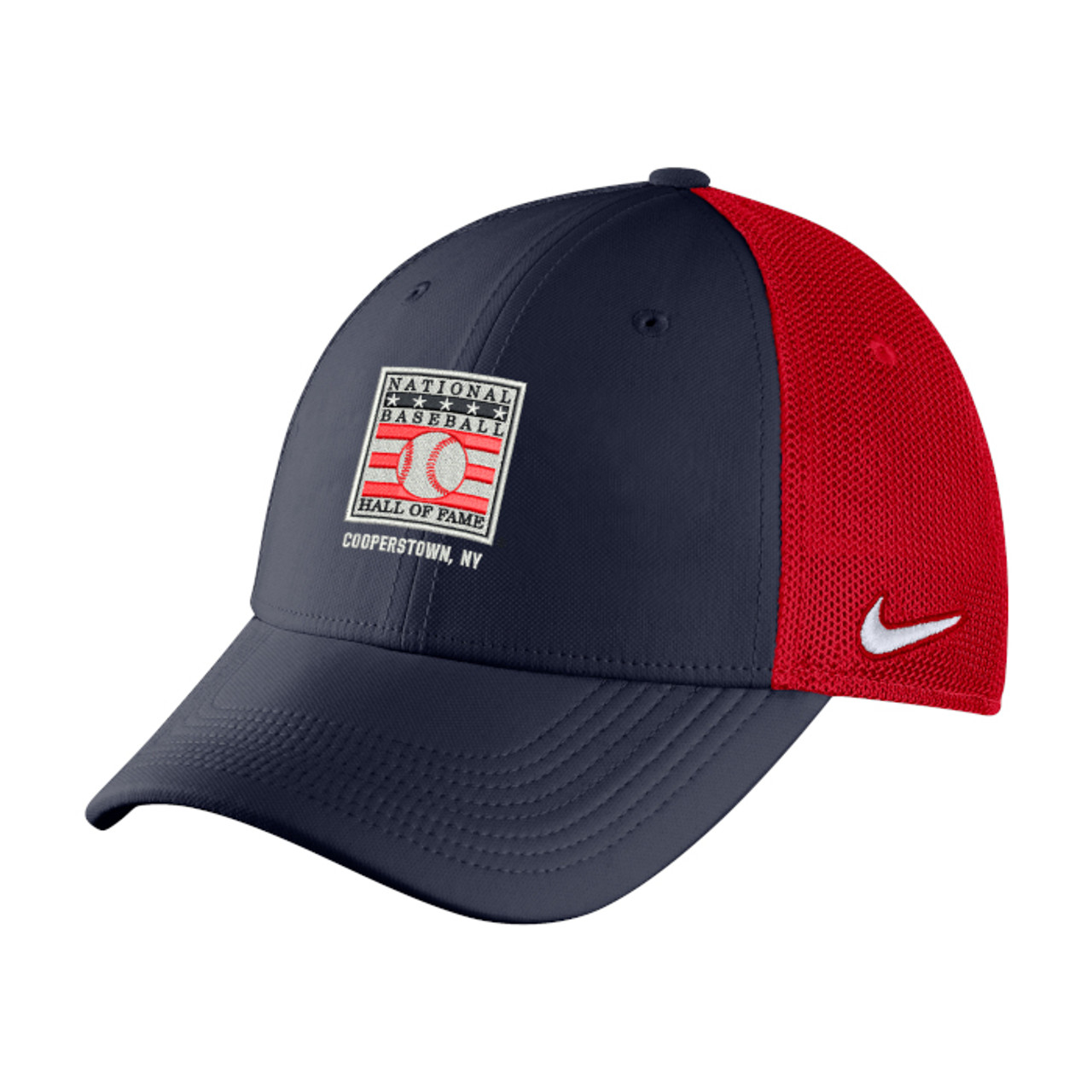 Youth Nike Baseball Hall of Fame Mesh Swoosh Flex 2.0 Adjustable Navy and  Red Cap