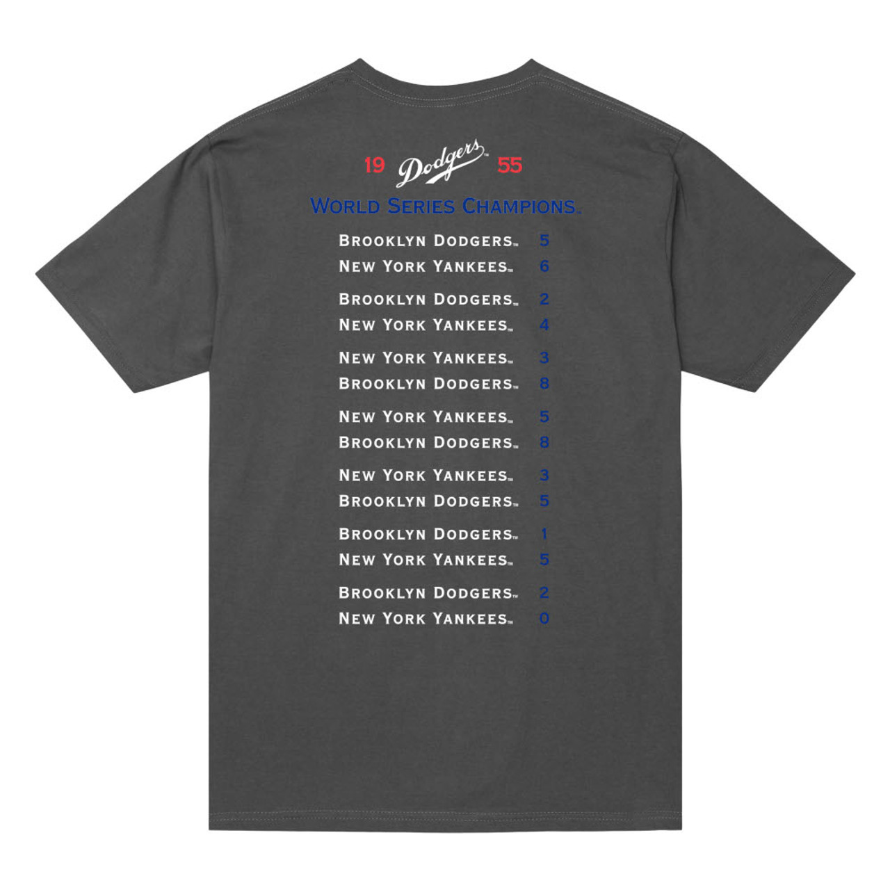 Men's Mitchell & Ness 1955 Brooklyn Dodgers World Champions Charcoal Grey T- Shirt