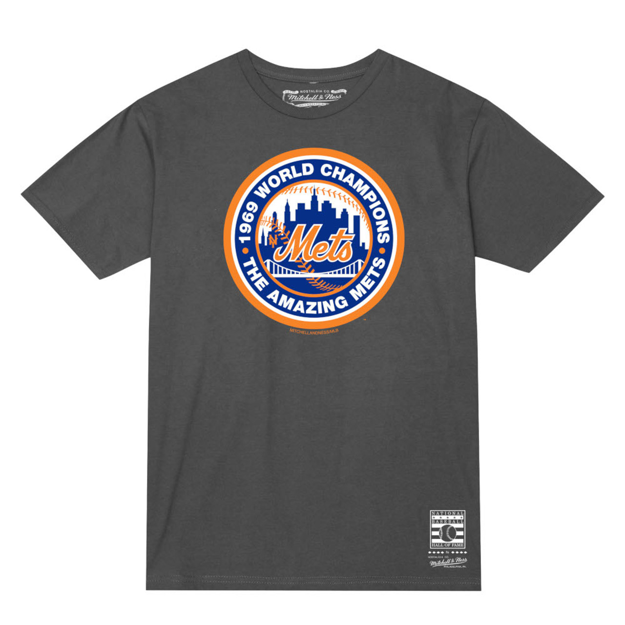 Men's Mitchell & Ness 1969 New York Mets World Champions Charcoal Grey  T-Shirt