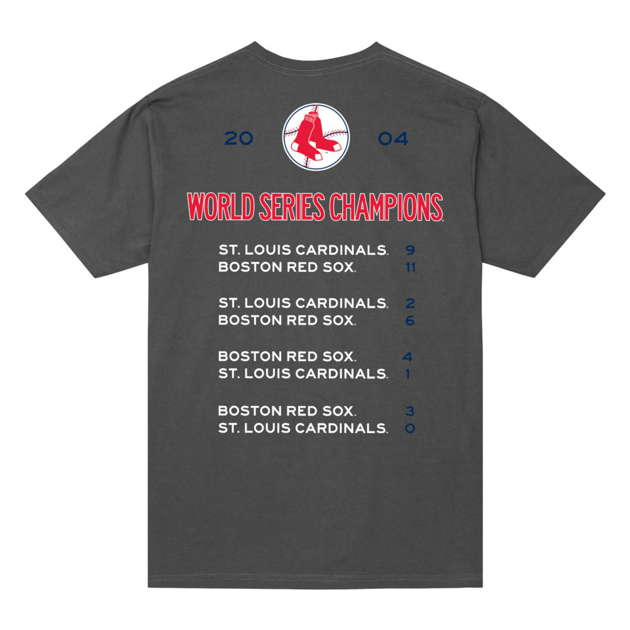 Men’s Mitchell & Ness 2004 Boston Red Sox World Series Champions Charcoal  Grey T-Shirt