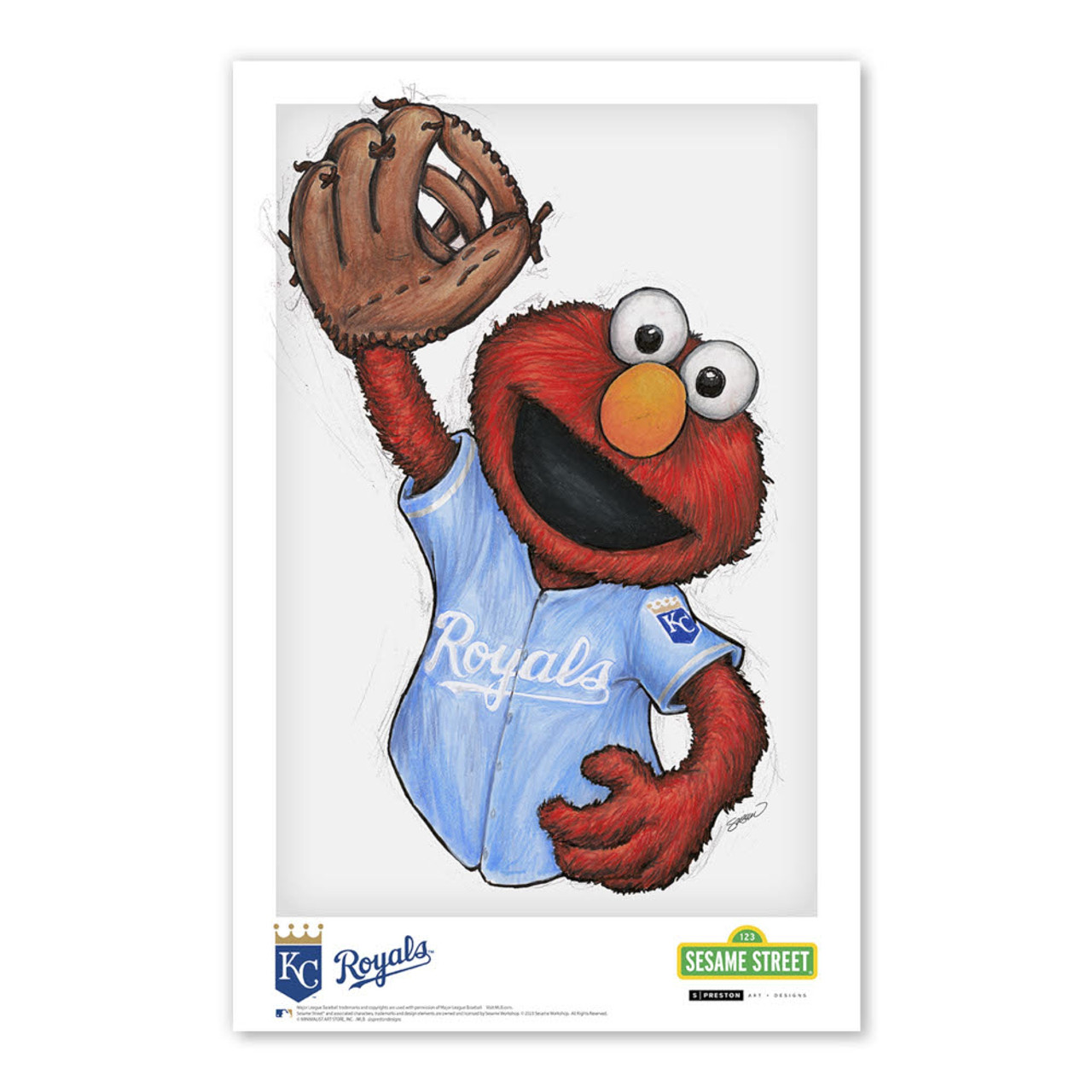 Kansas City Royals Elmo Minimalist Sesame Street Collection 11 x 17 Fine  Art Print by artist S. Preston