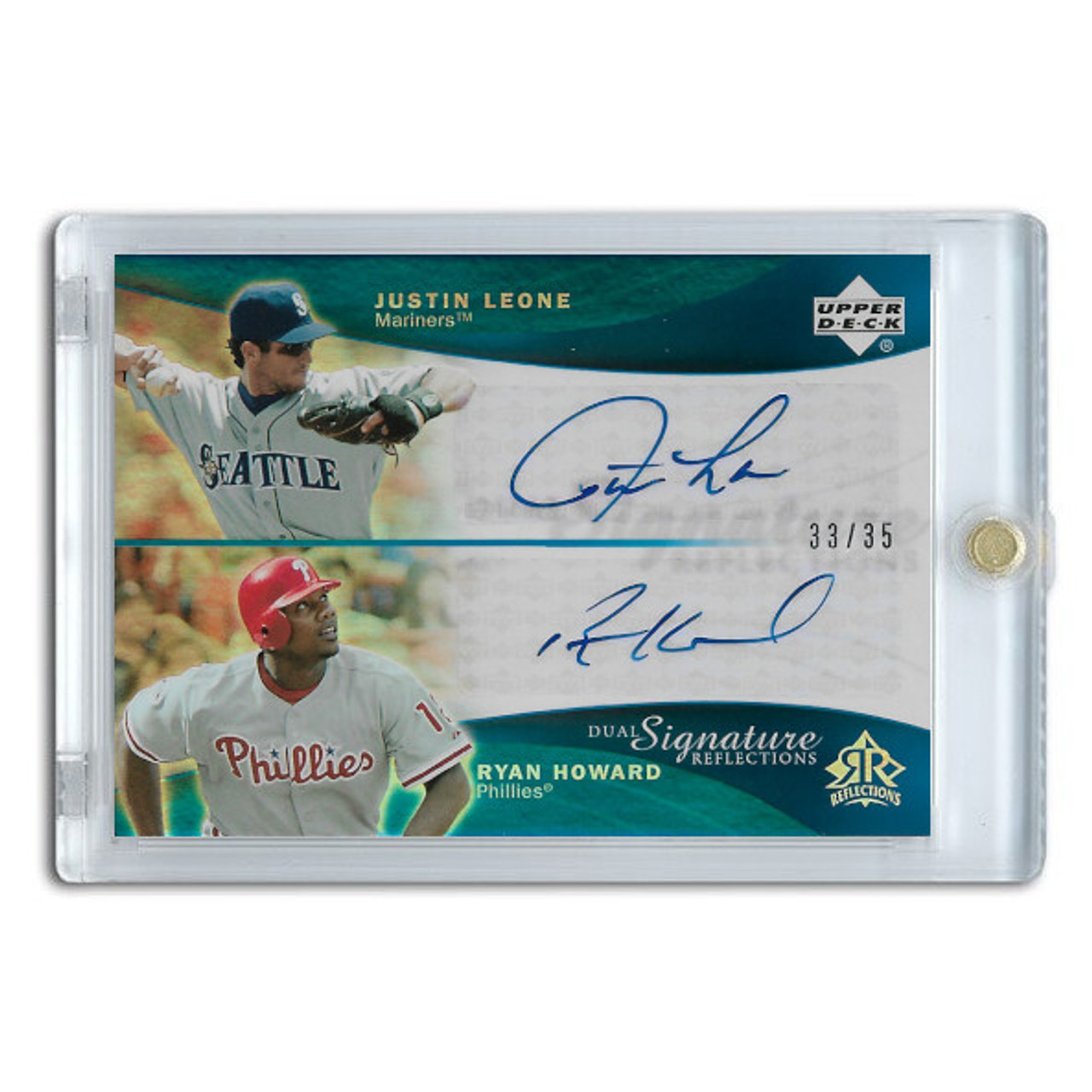 Ryan Howard and Justin Leone Autographed Card 2005 Upper Deck Dual Signature  Reflections #JLRH