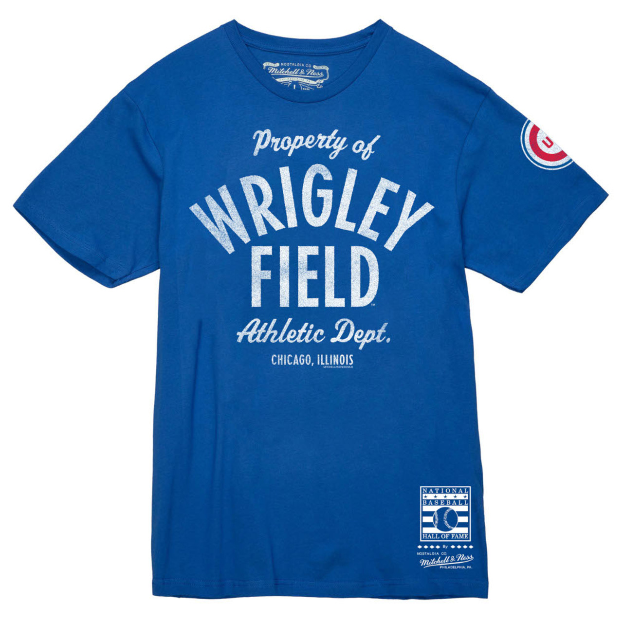 Men's Mitchell & Ness Property of Wrigley Field Royal T-Shirt