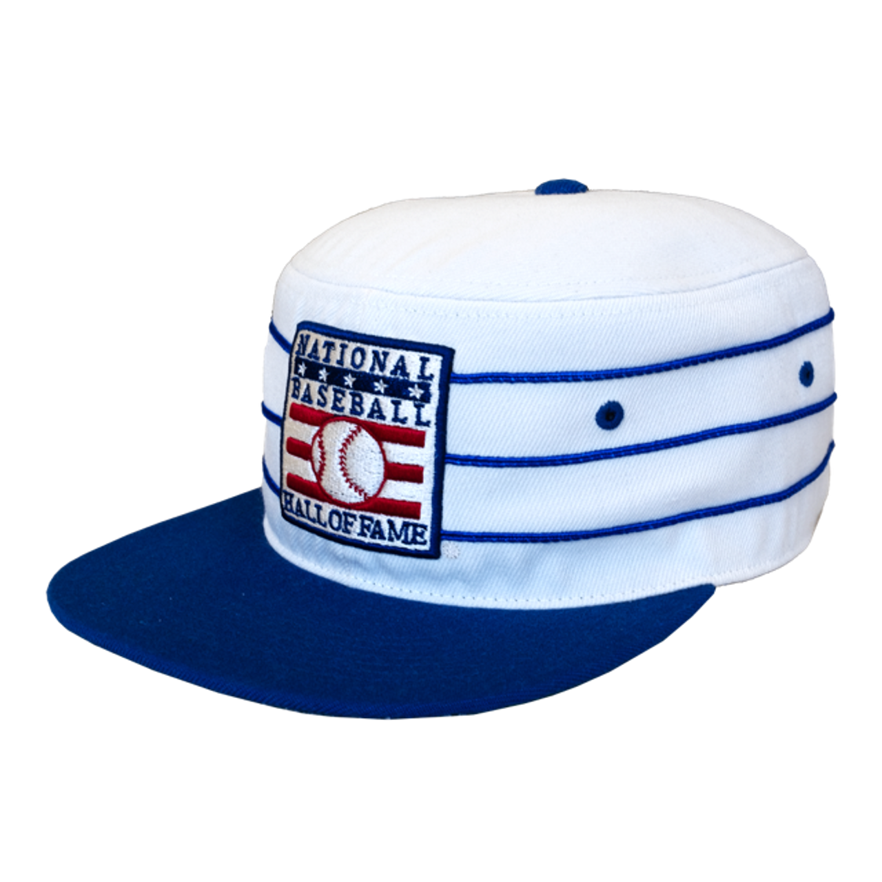 https://cdn11.bigcommerce.com/s-m8z8akveha/images/stencil/1280x1280/products/27500/123640/Men-s-Baseball-Hall-of-Fame-Logo-Ivory-and-Royal-Blue-Pillbox-Snapback-Adjustable-Cap__S_1__63426.1696980235.png?c=1