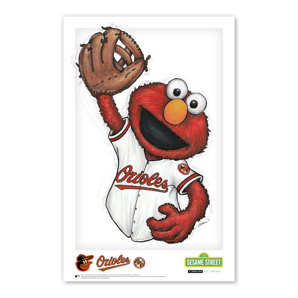 Baltimore Orioles Elmo Minimalist Sesame Street Collection 11 x 17