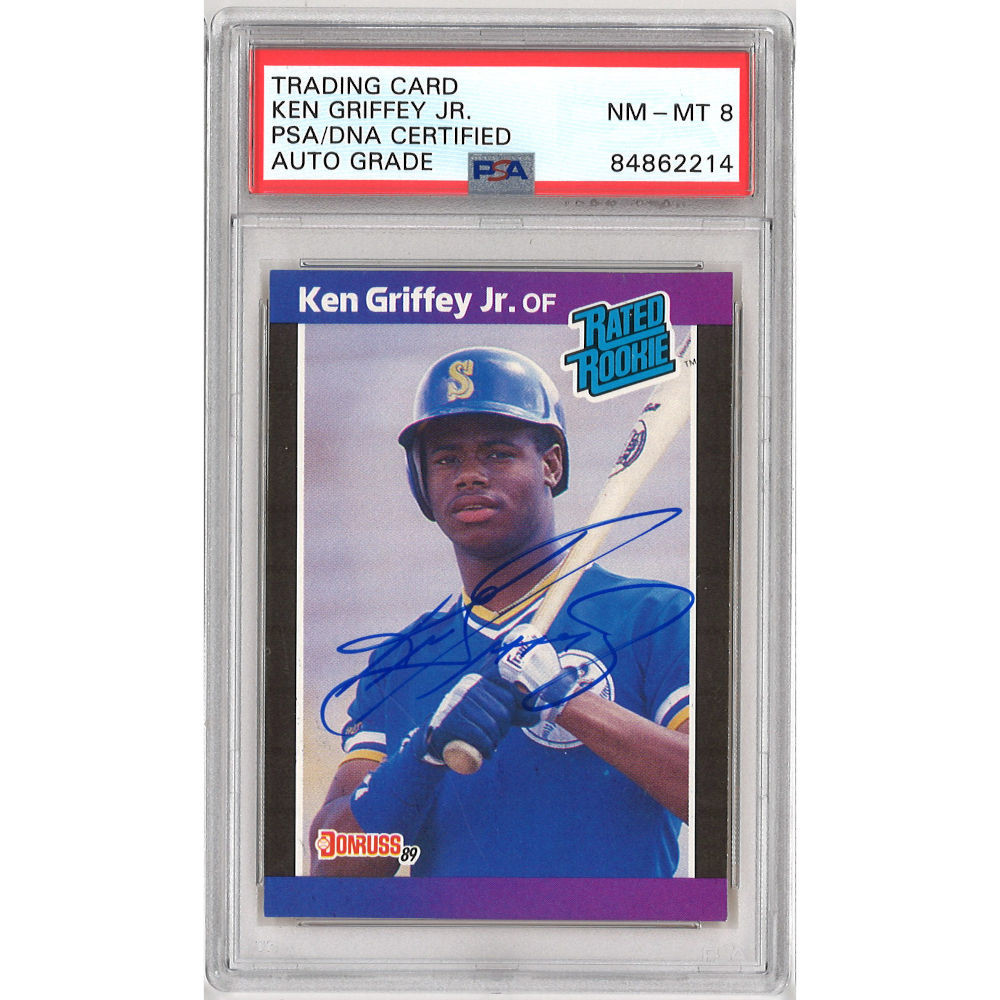 Ken Griffey Jr. Autographed Baseball Rookie Card 1989 Donruss # 33 (PSA 8)
