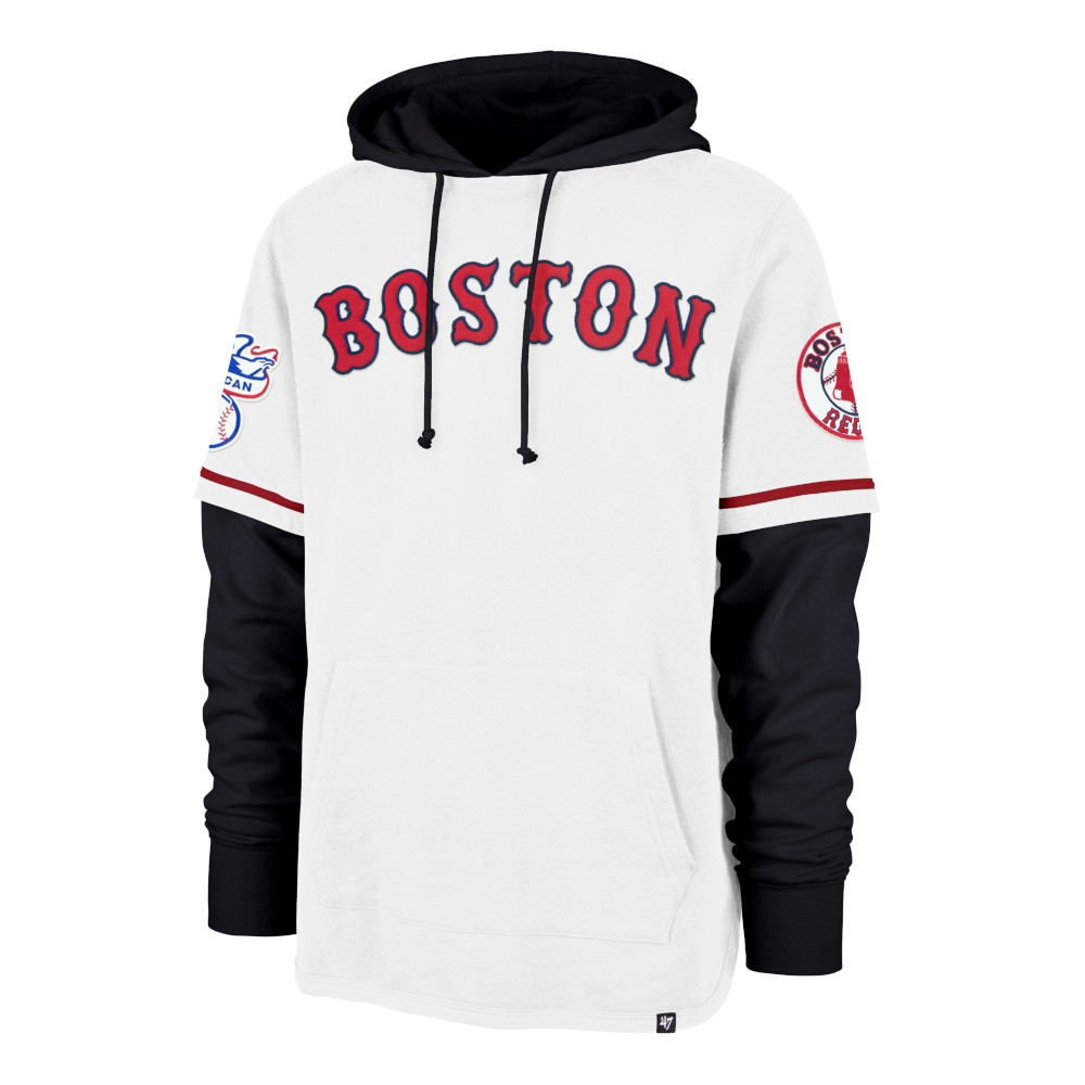 Men’s ’47 Boston Red Sox Cooperstown Collection Trifecta Shortstop Navy and  Off White Hooded Fleece Pullover