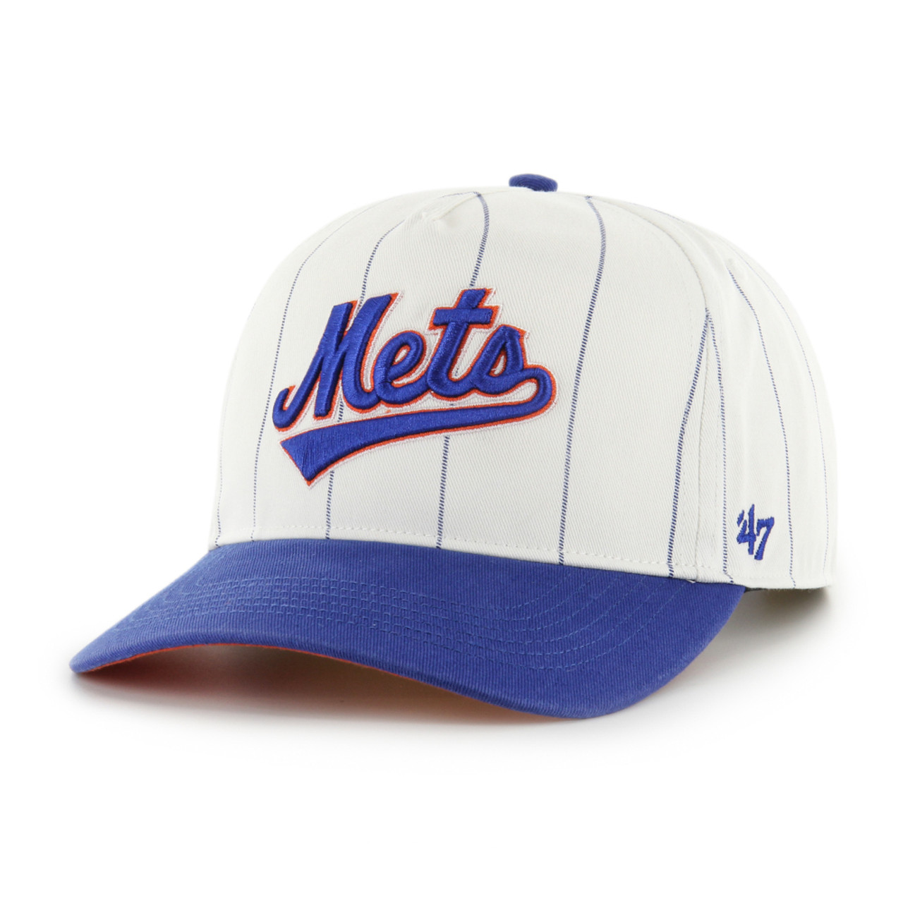 Men’s ’47 New York Mets Cooperstown Collection Double Header White  Pinstripe Hitch Adjustable Cap