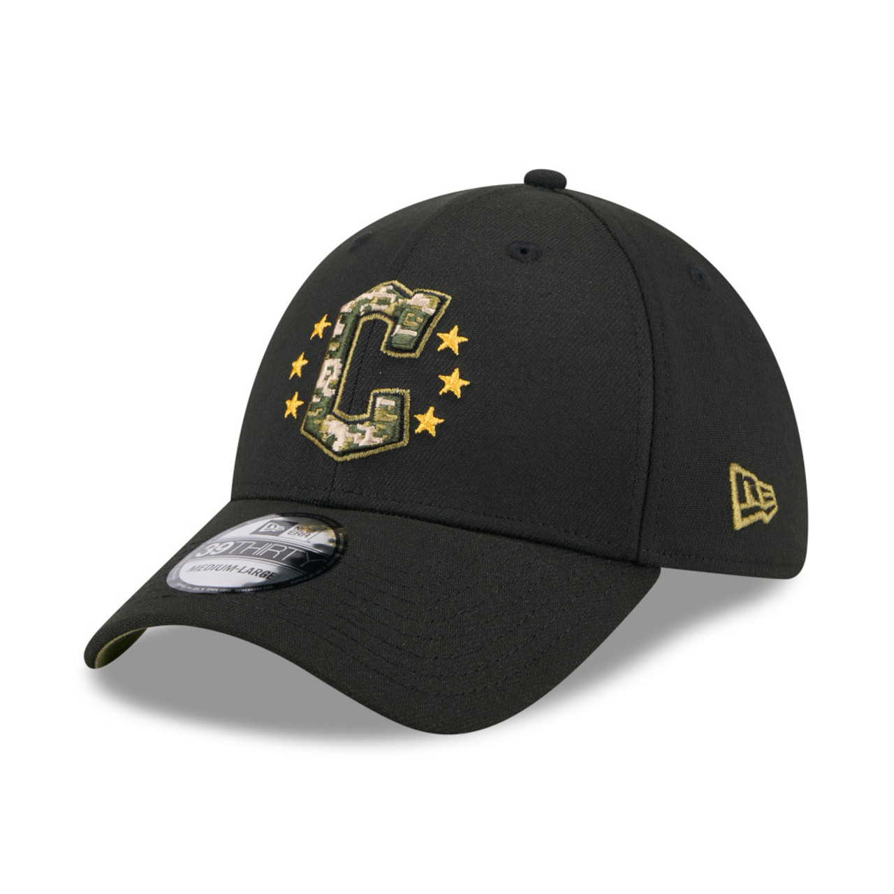 Men’s New Era Cleveland Guardians 2024 Armed Forces 39THIRTY Black Flex Fit  Cap