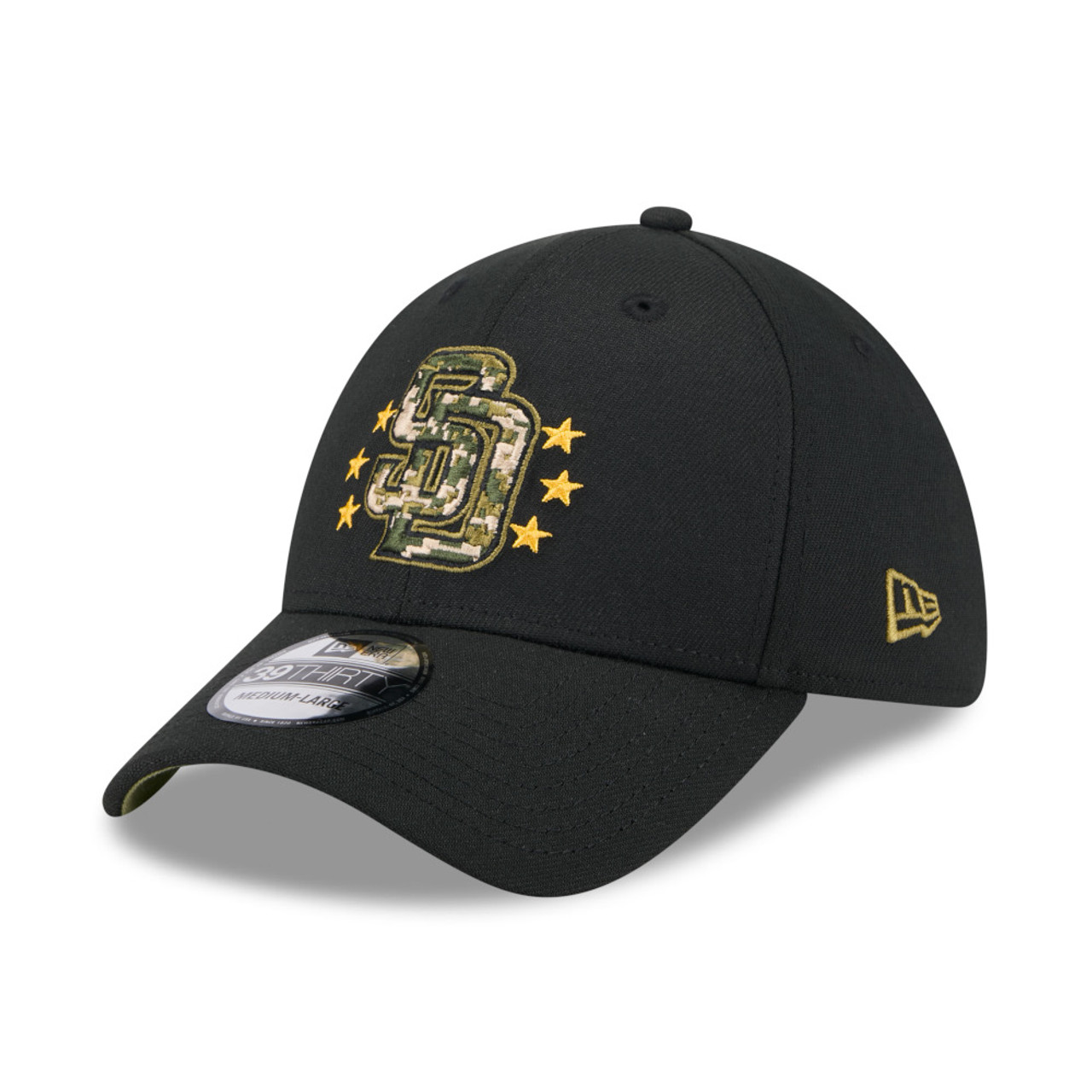 Men’s New Era San Diego Padres 2024 Armed Forces 39THIRTY Black Flex Fit Cap