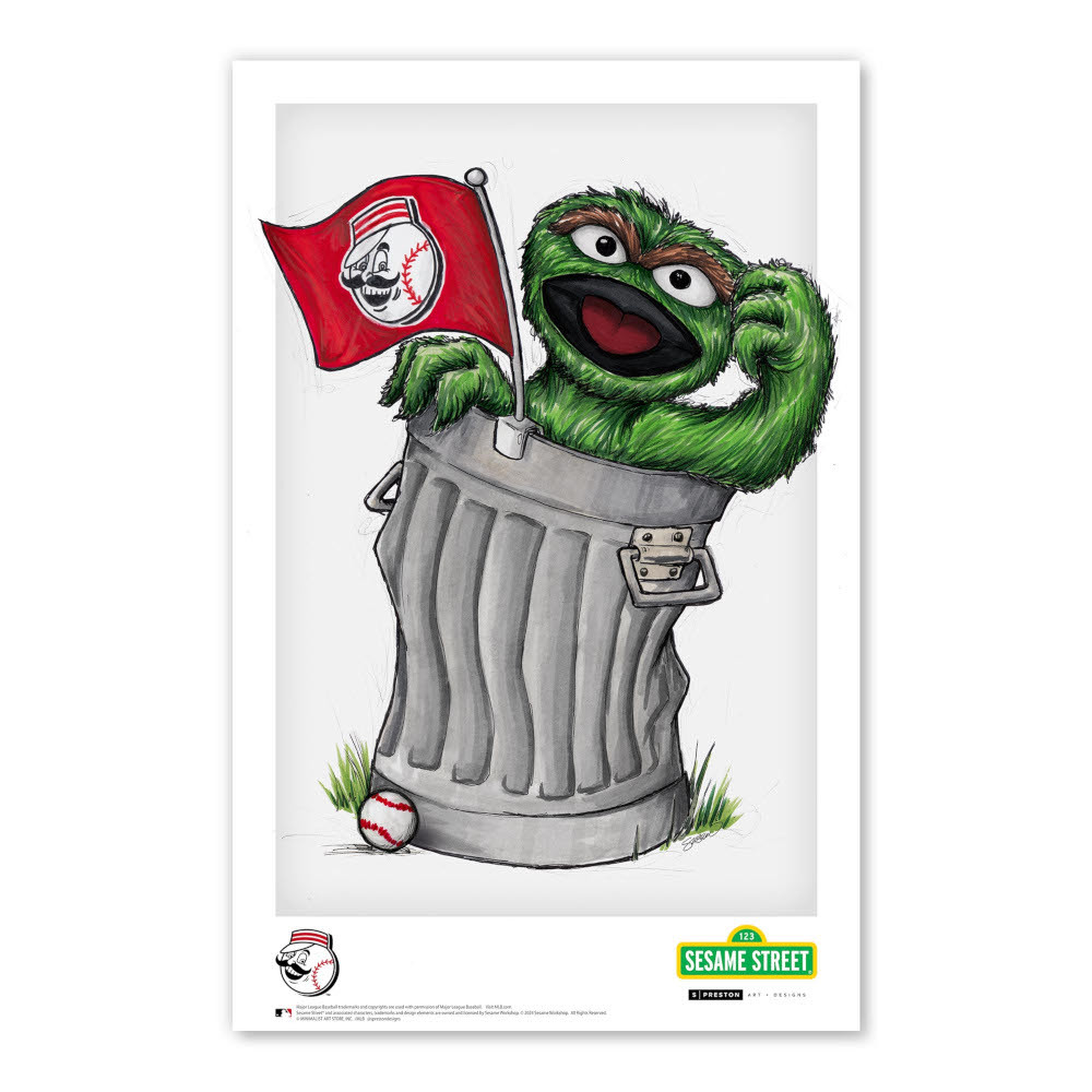Cincinnati Reds Oscar Minimalist Sesame Street Collection 11 x 17 Fine ...