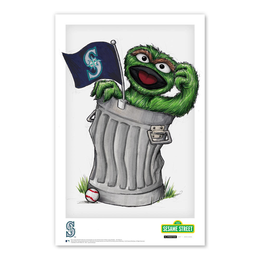 Seattle Mariners Oscar Minimalist Sesame Street Collection 11 x 17 Fine ...