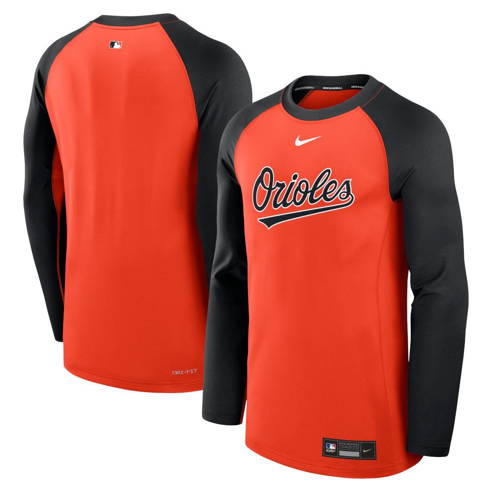Men's Nike Baltimore Orioles Orange Authentic Collection Game Time Raglan Performance Long Sleeve T-Shirt