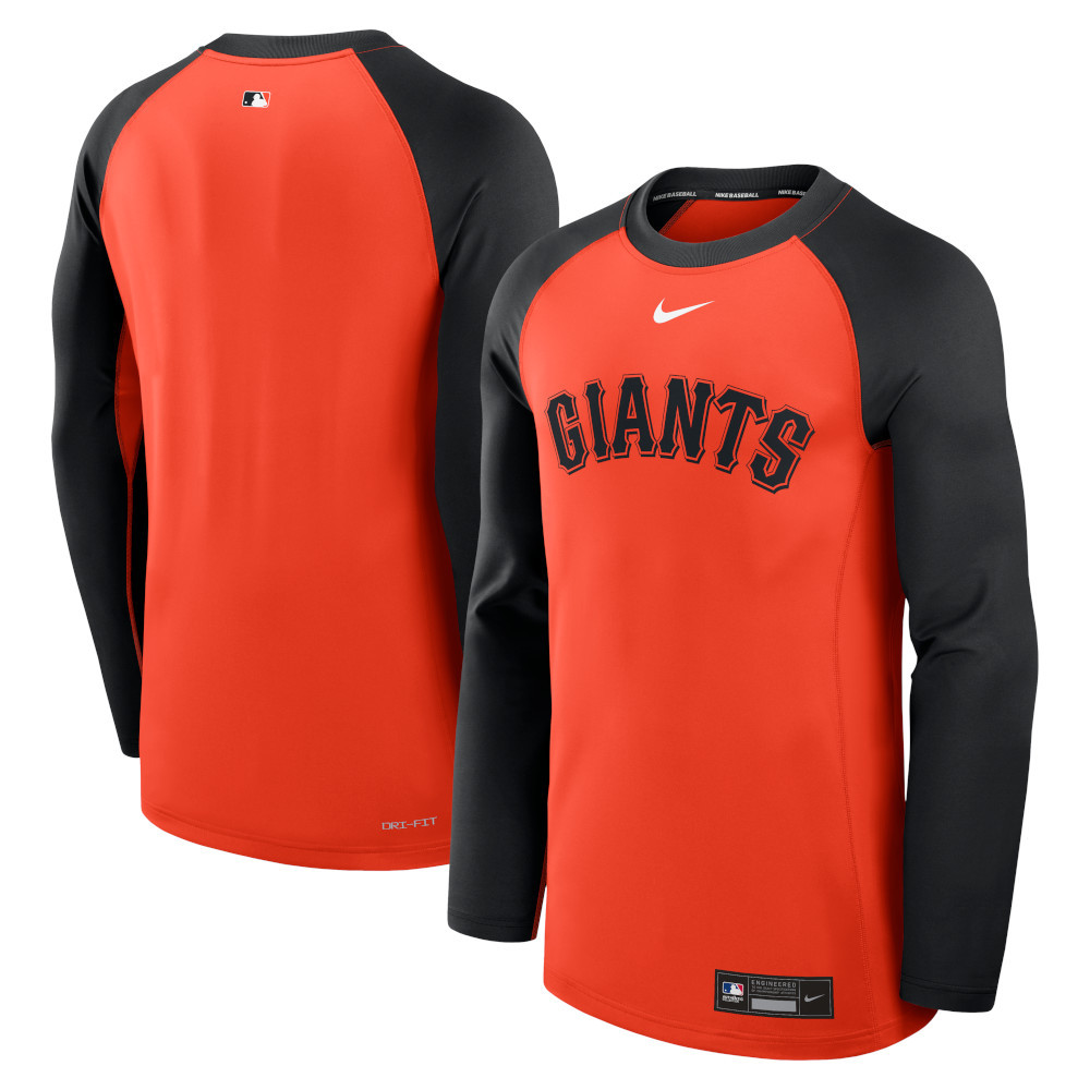 Men's Nike San Francisco Giants Orange Authentic Collection Game Time Raglan Performance Long Sleeve T-Shirt