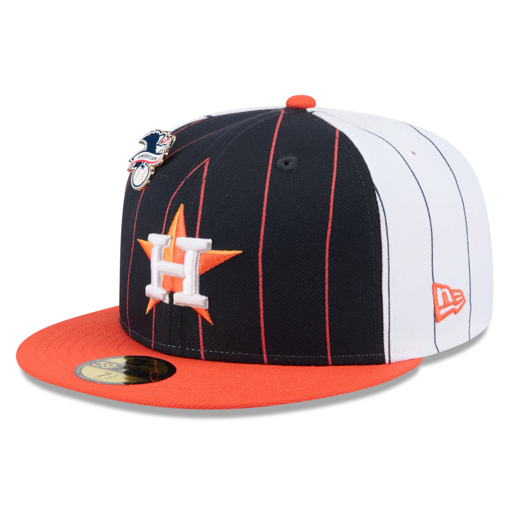 Men’s New Era Houston Astros Pinstripe Cooperstown 59FIFTY Cap with  American League Pin